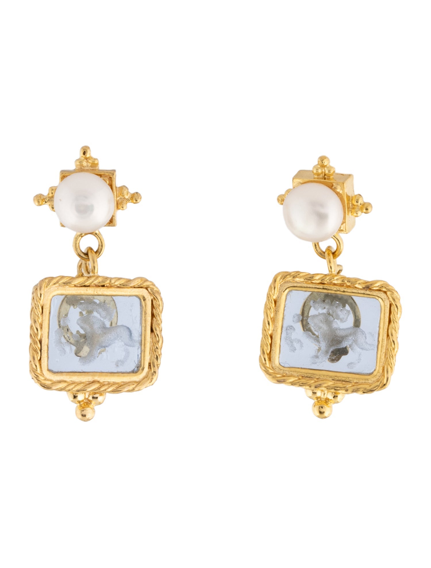 Tagliamonte Pearl & Venetian Glass Cameo Drop Earrings