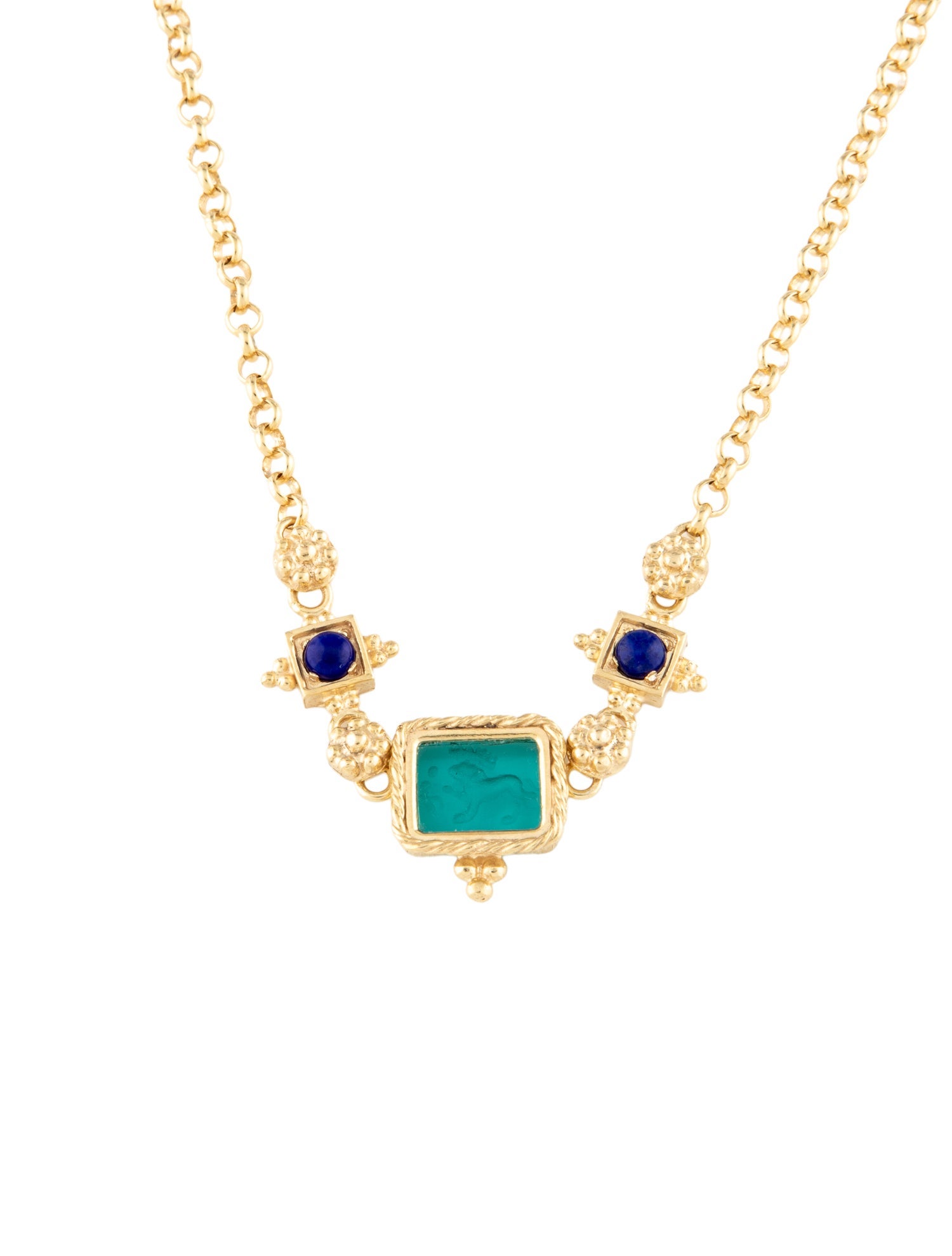 Tagliamonte Venetian Cameo & Lapis Lazuli Androcles Lion Necklace