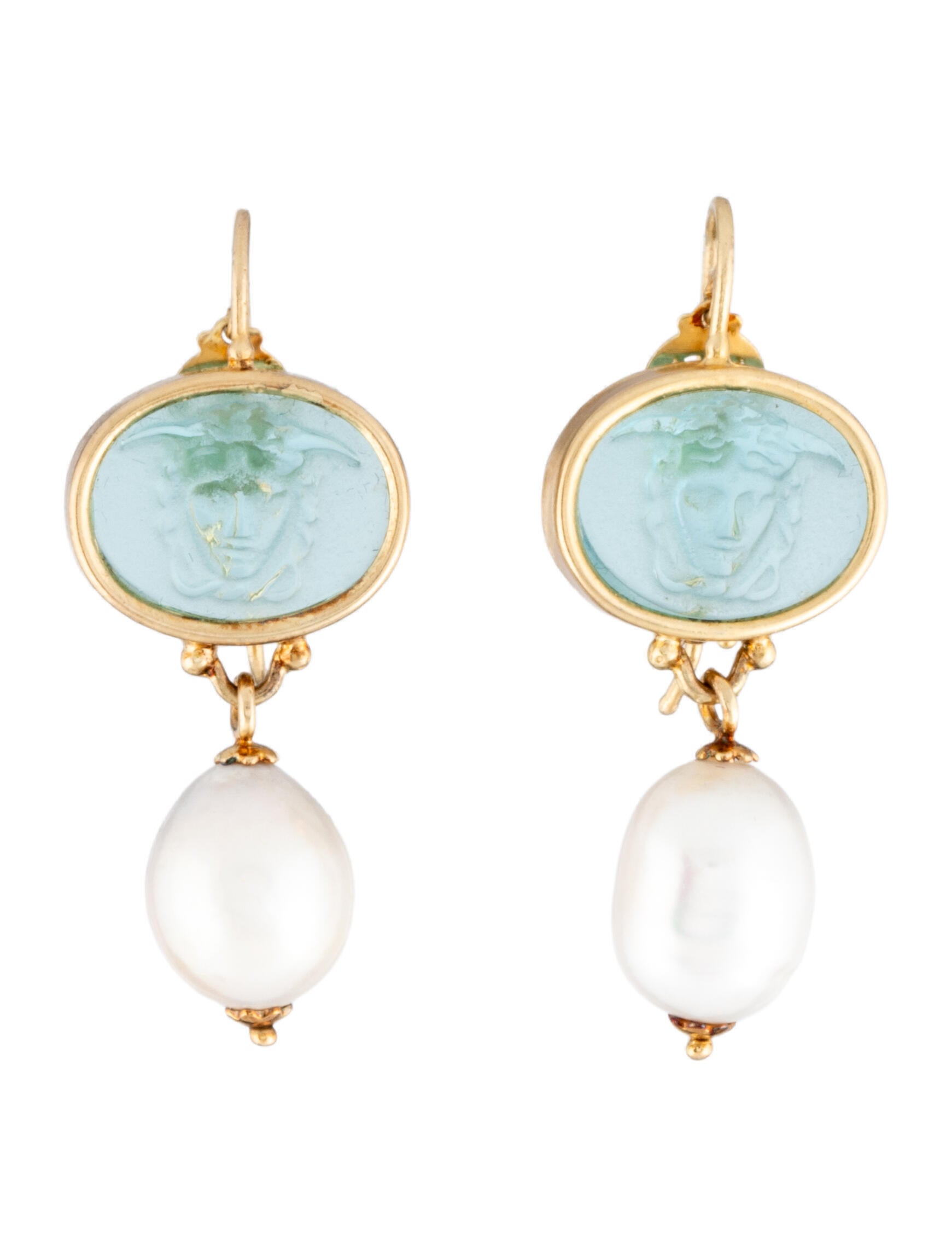 Tagliamonte Pearl & Medusa Venetian Cameo Drop Earrings