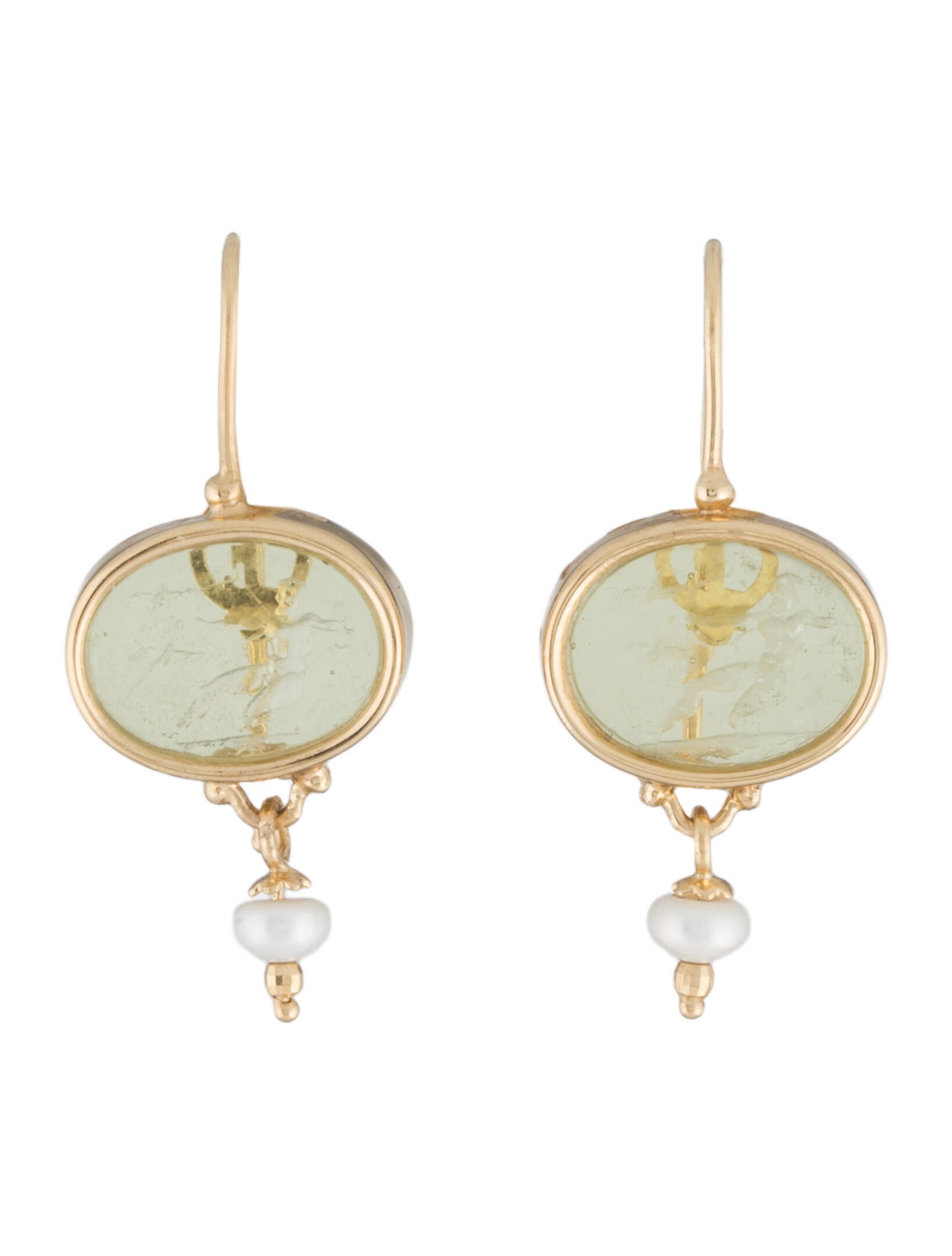 Tagliamonte Pearl Hercules Venetian Intaglio Drop Earrings