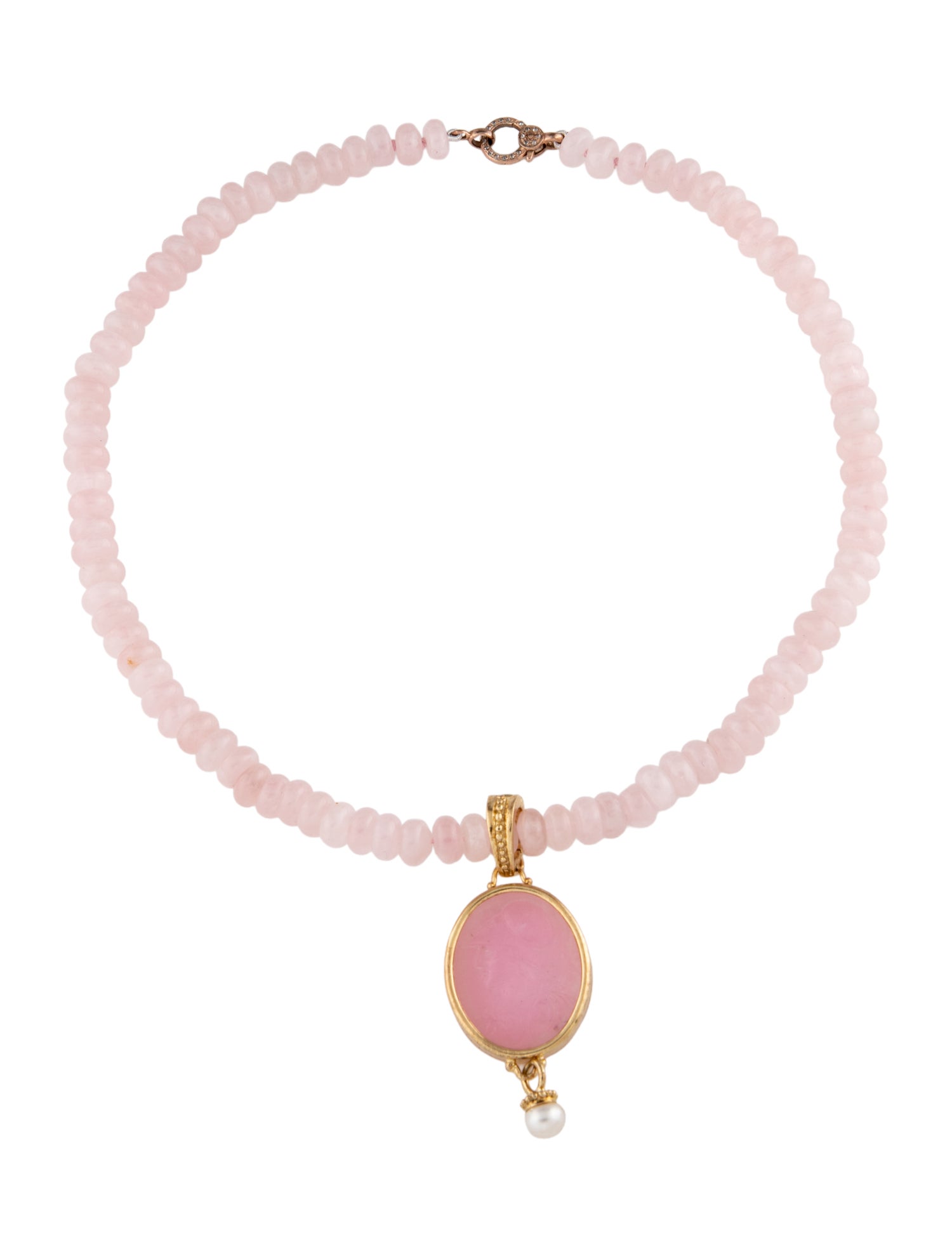 Tagliamonte Rose Quartz Bead & Dyed Quartzite Athena Cameo Pendant Necklace