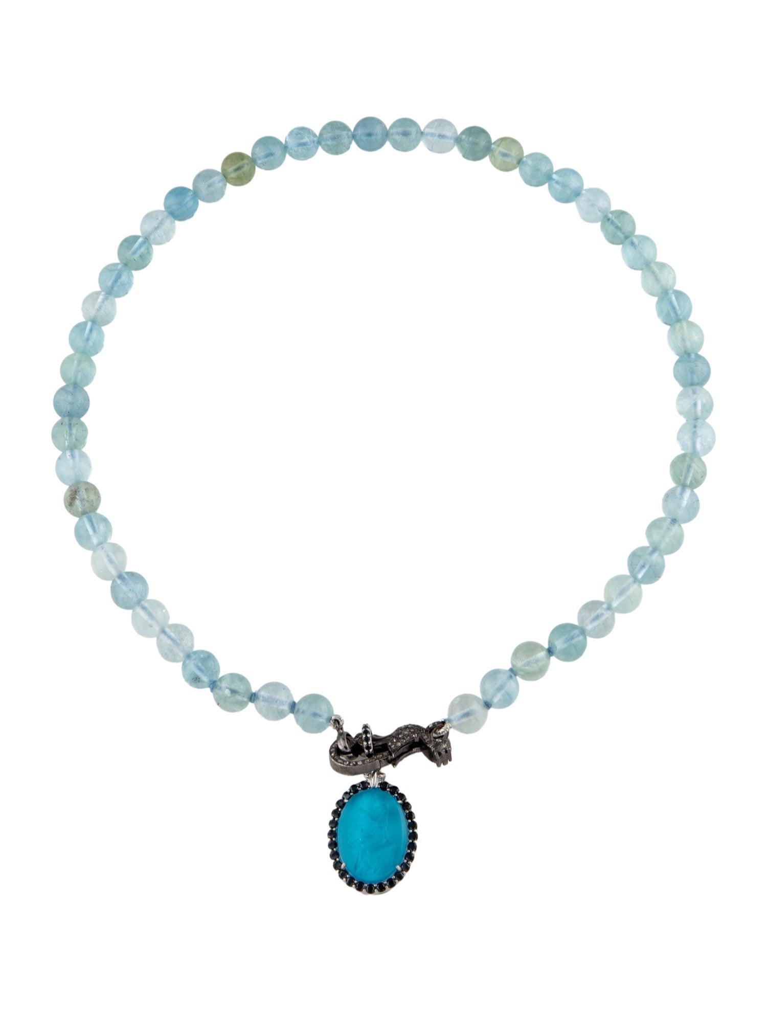 Tagliamonte Diamond , Venetian Cameo, Spinel, Mother of Pearl & Aquamarine Athena Beaded Pendant Necklace