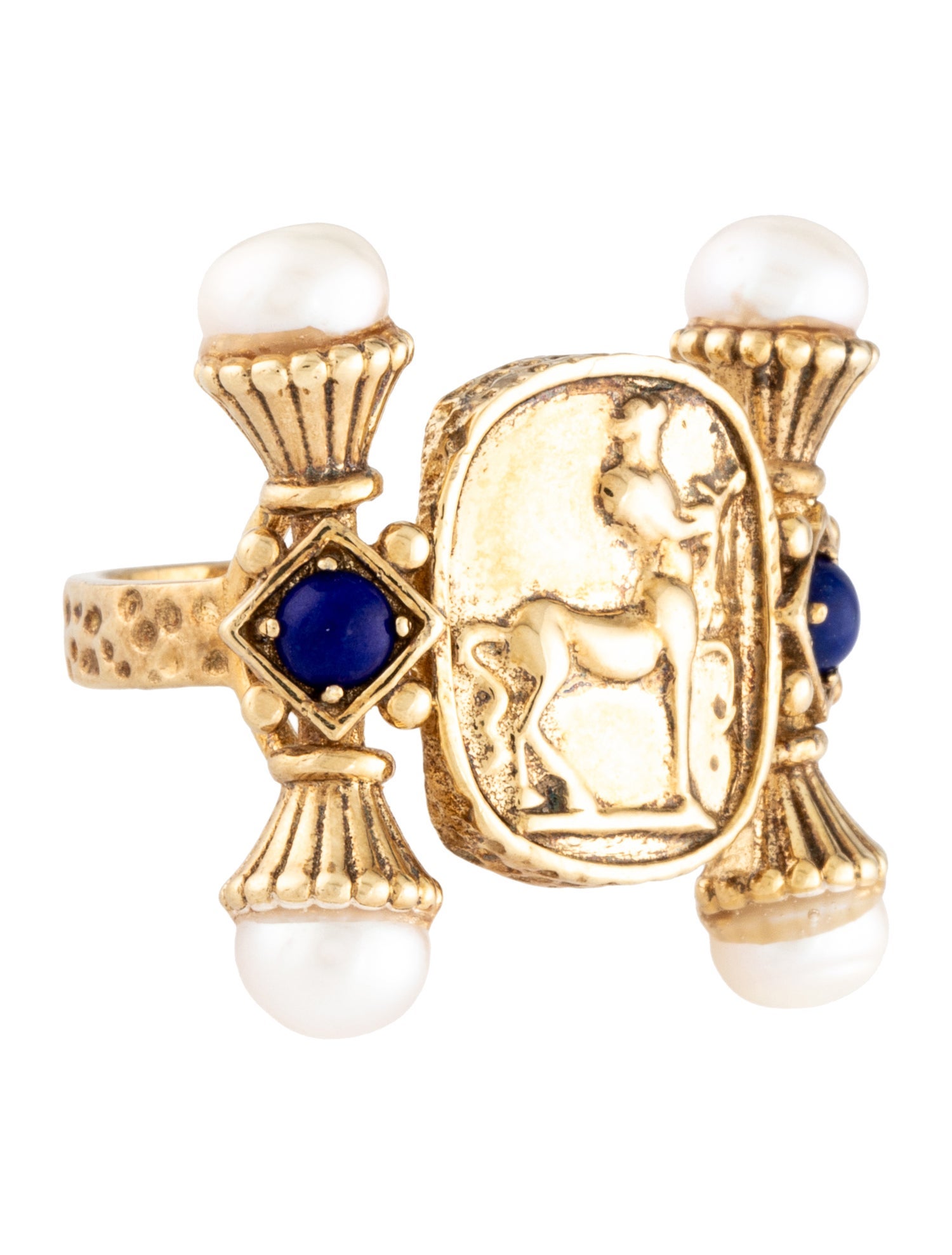 Tagliamonte Pearl & Lapis Lazuli Cameo Cocktail Ring