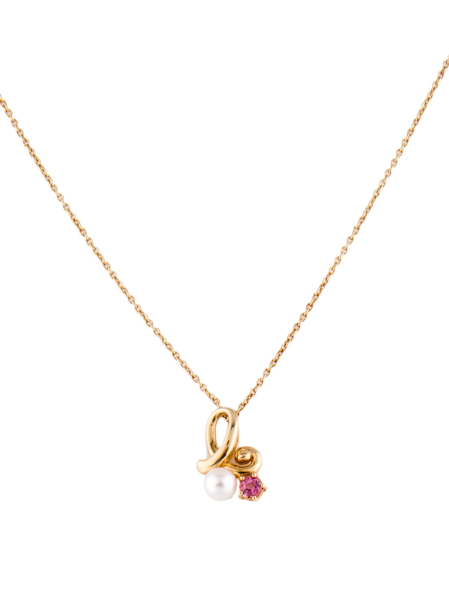 Tasaki 18K Pearl & Tourmaline Pendant Necklace
