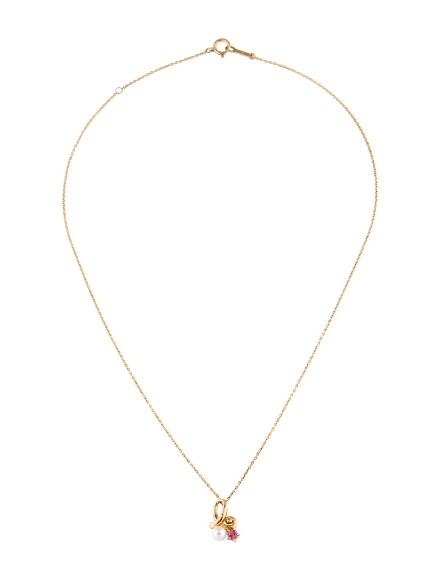 Tasaki 18K Pearl & Tourmaline Pendant Necklace