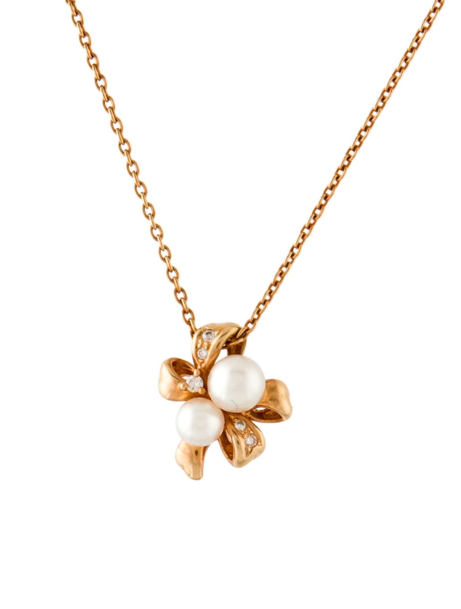 Tasaki 18K Pearl & Diamond Ribbon Pendant Necklace