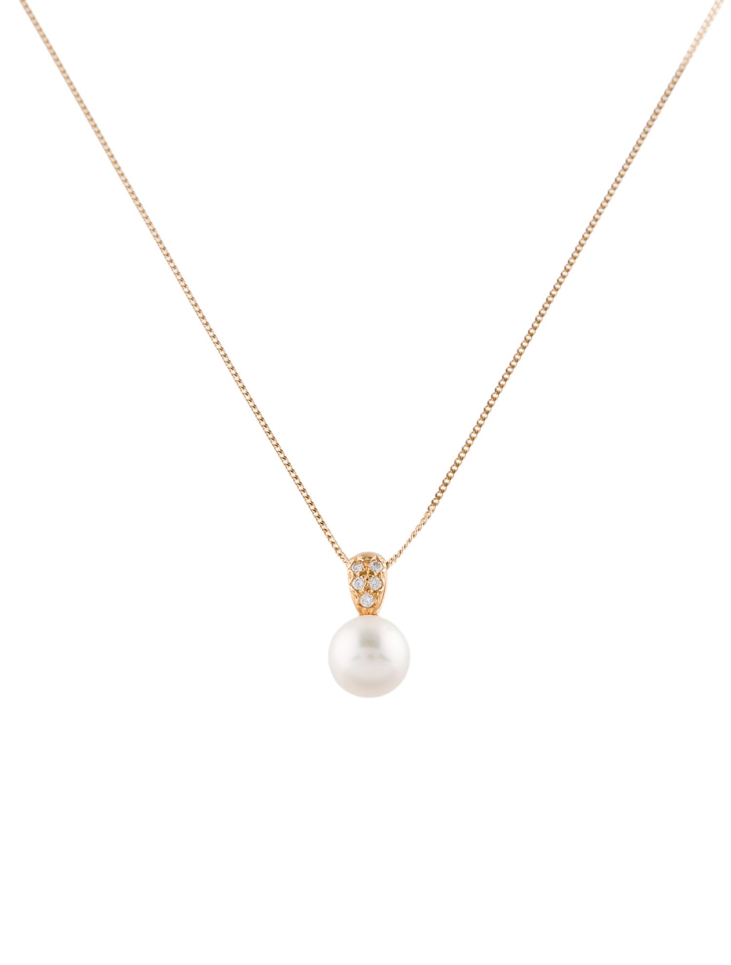 Tasaki 18K Pearl & Diamond Pendant Necklace