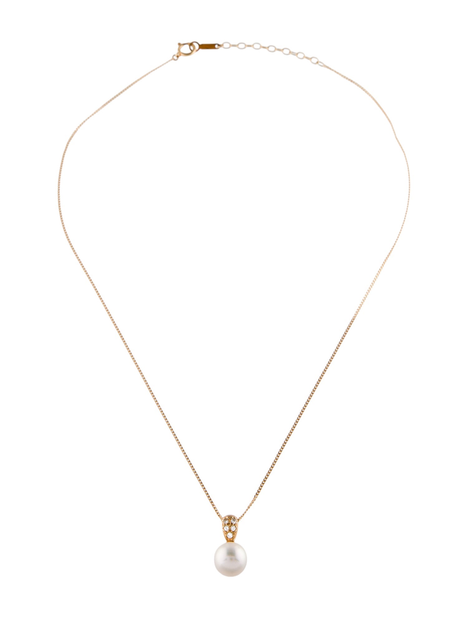 Tasaki 18K Pearl & Diamond Pendant Necklace