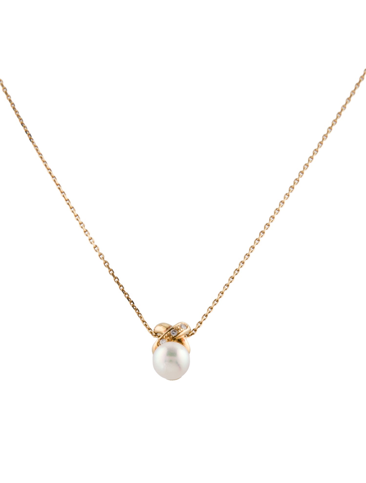 Tasaki 18K Pearl & Diamond Pendant Necklace