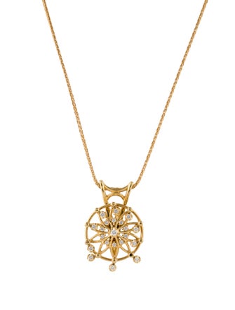 Tasaki 18K Diamond Spinning Wheel Pendant Necklace