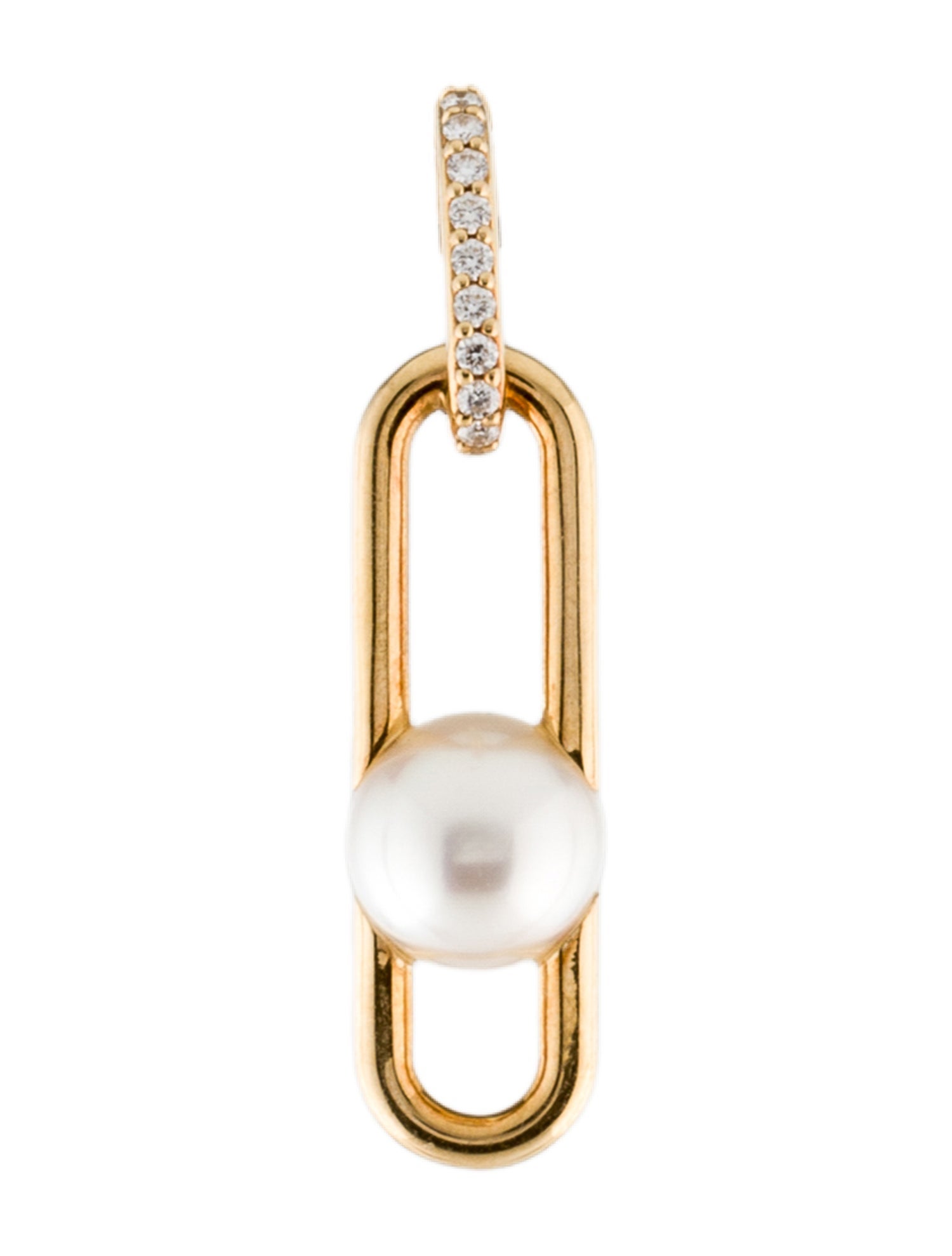 Tasaki 18K Pearl & Diamond Fine Links Single Drop Earring