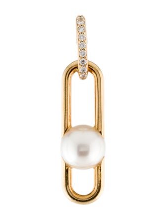 Tasaki 18K Pearl & Diamond Fine Links Single Drop Earring