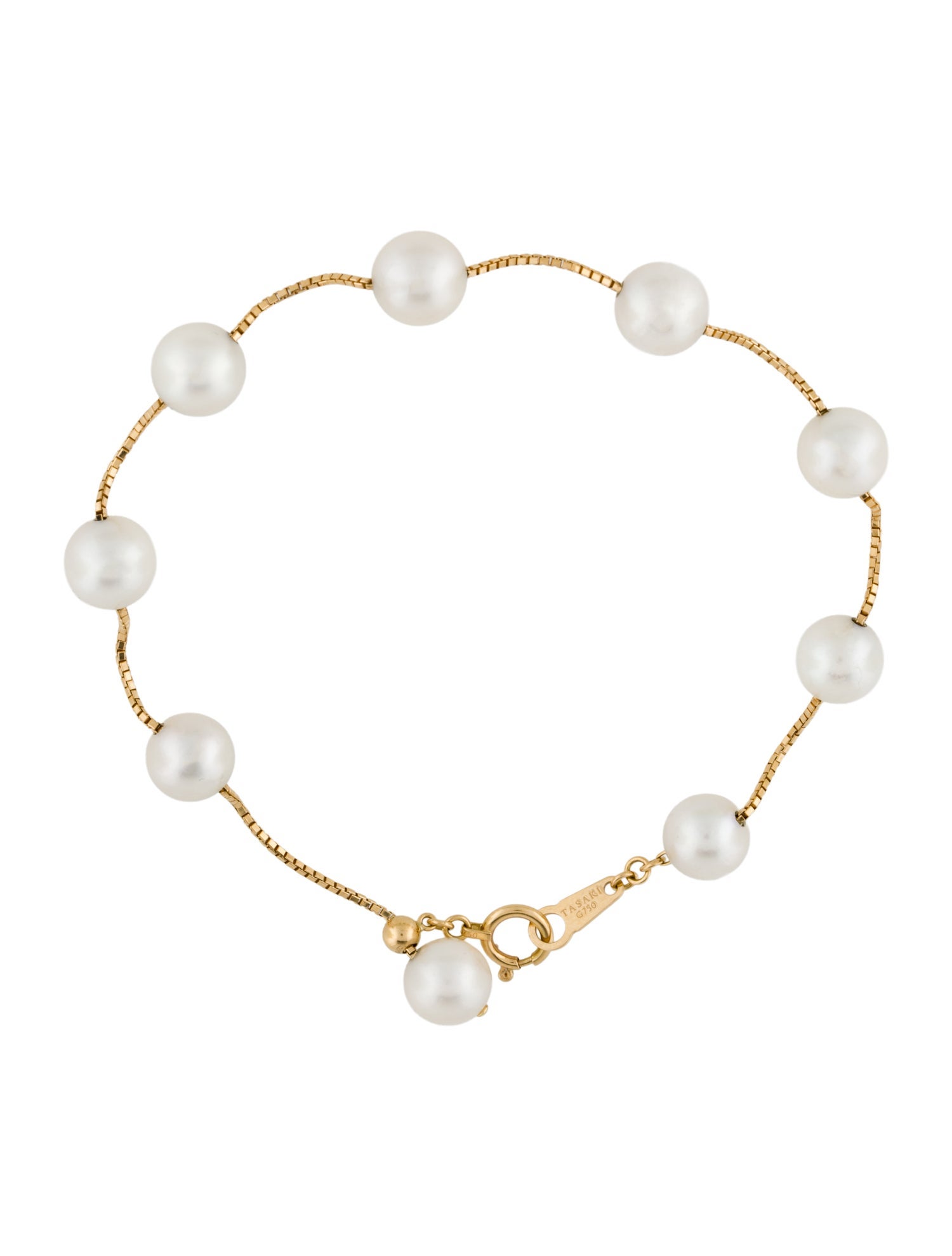 Tasaki 18K Cultured Pearl Station Bracelet