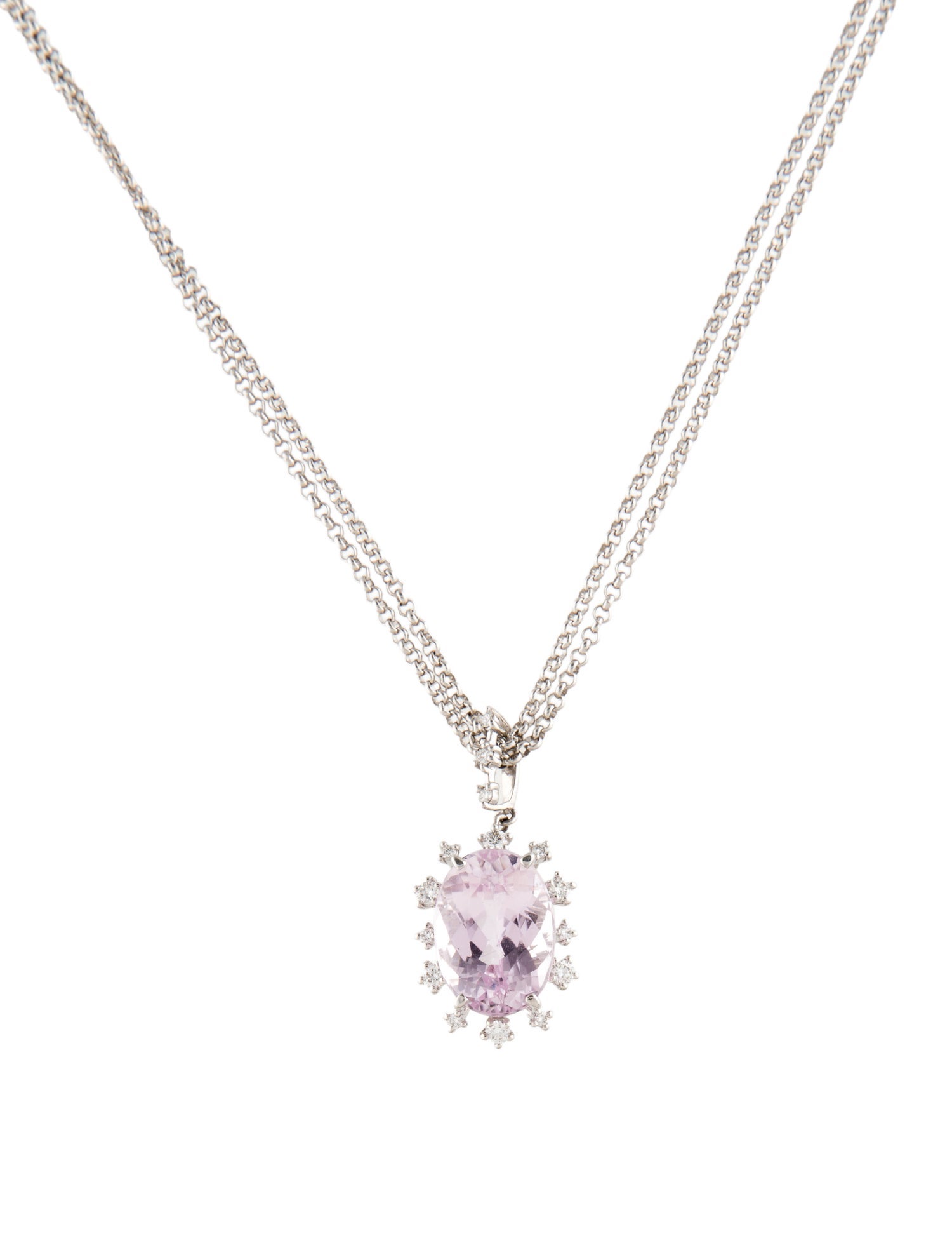 Tasaki 18K Kunzite & Diamond Pendant Necklace