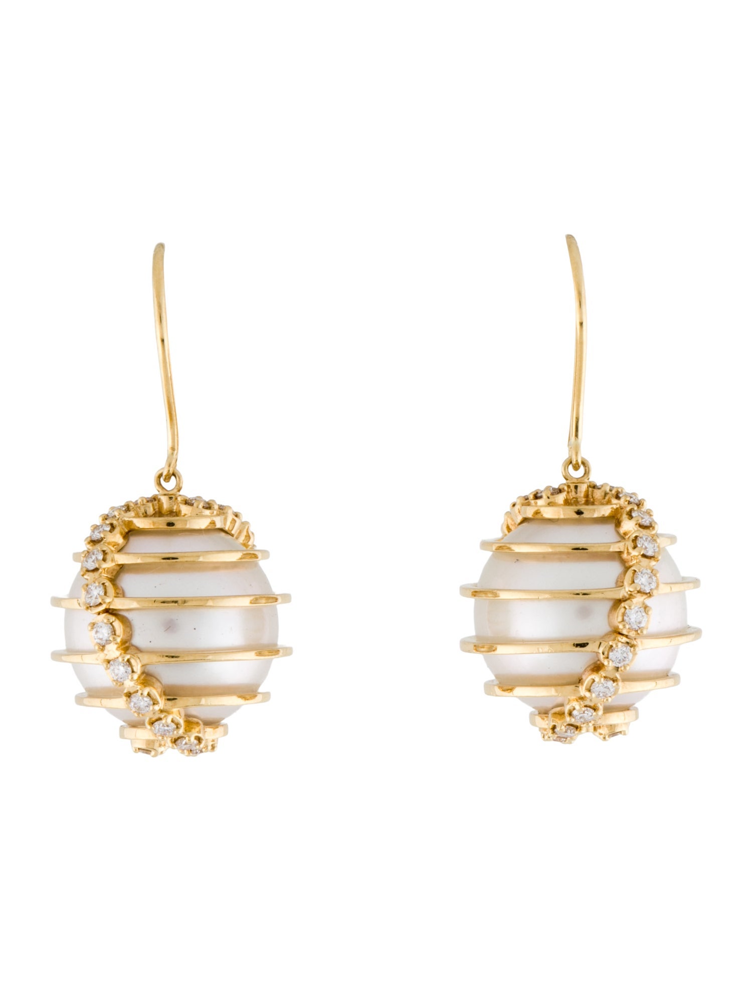 Tasaki X Mélanie Georgacopoulos 18K South Sea Cultured Pearl & Diamond Wired Drop Earrings