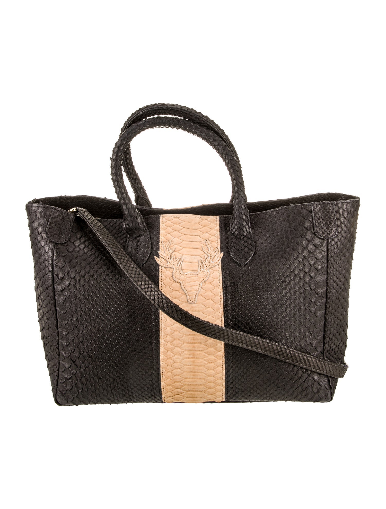Taxidermy Python Top Handle Bag - Black Handle Bags, Handbags ...