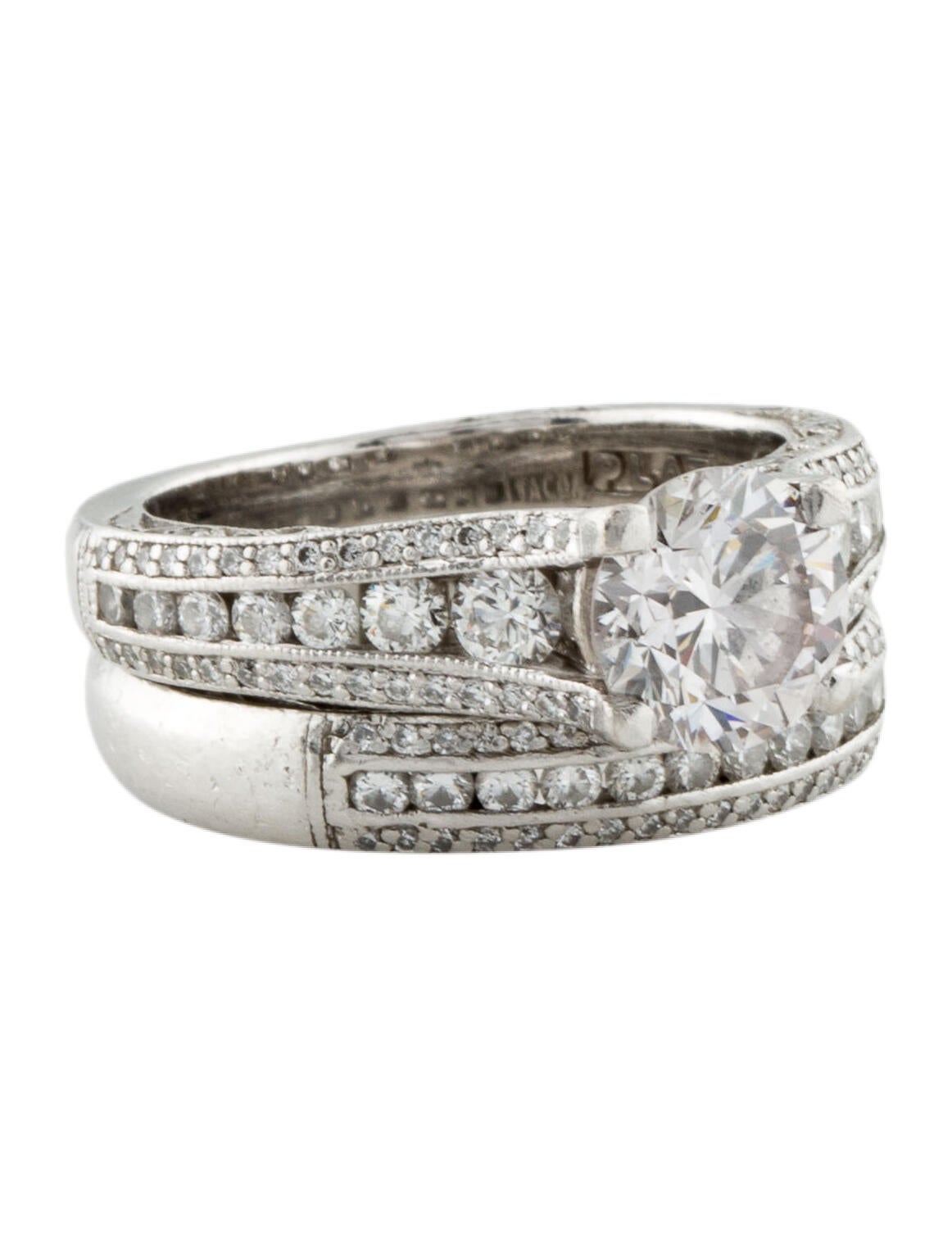 Tacori Platinum Lab Grown Diamond Engagement Ring & Diamond Band