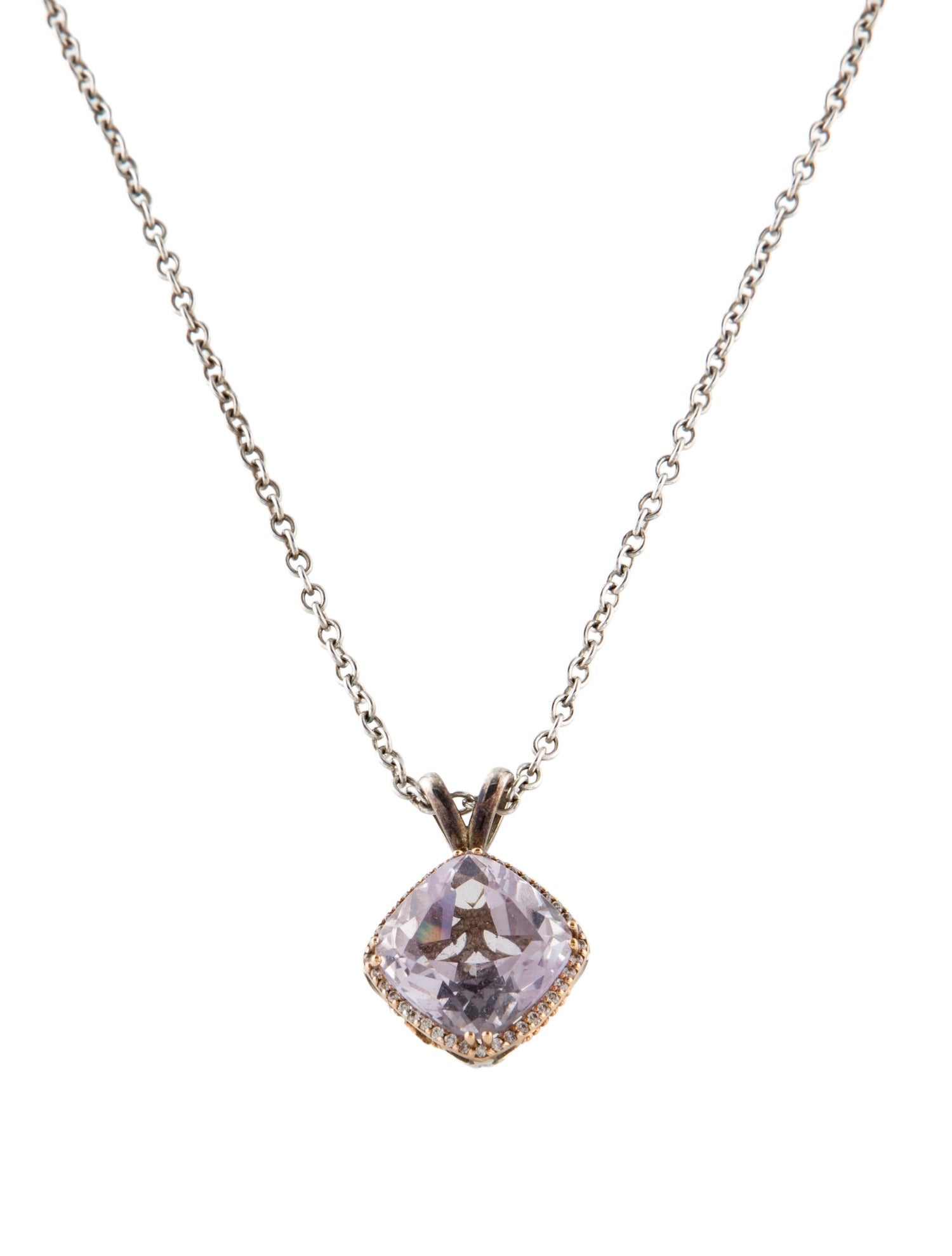 Tacori Two- Tone 6.99ctw Amethyst & Diamond Pendant Necklace