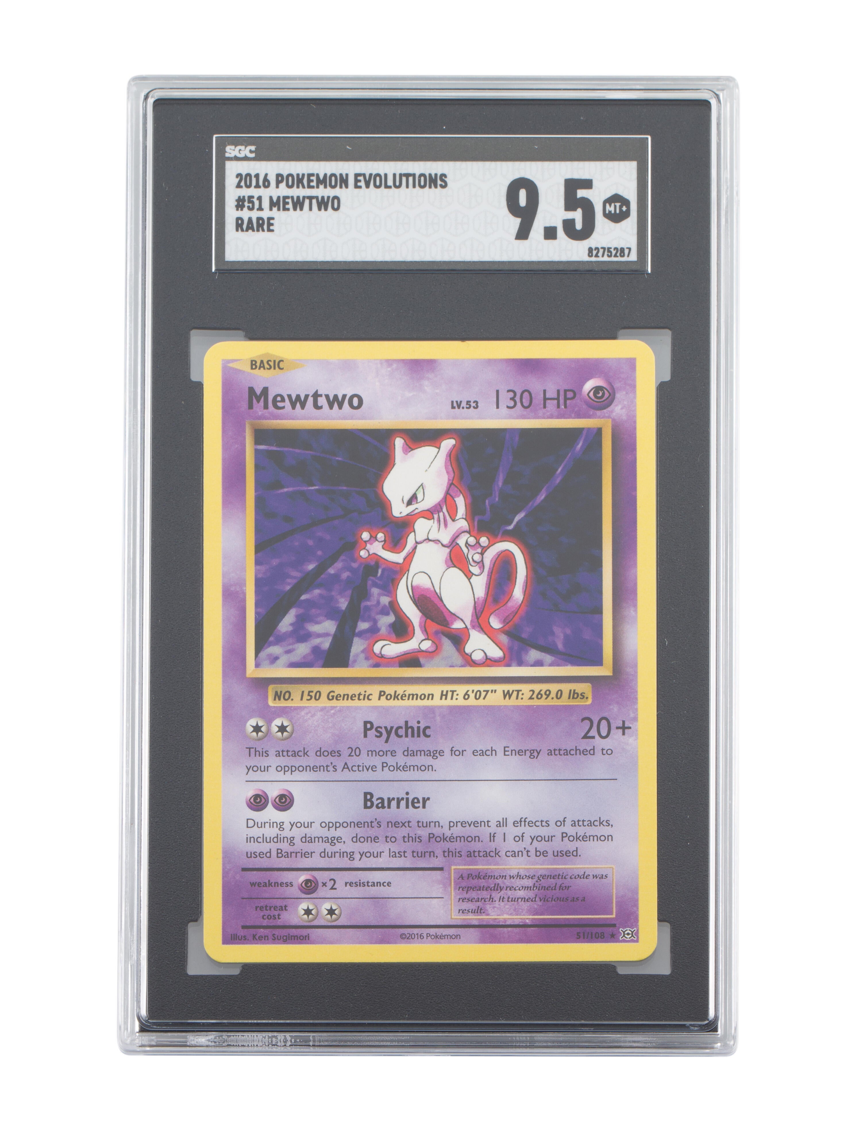 Trading Cards 2016 Pokémon Evolutions MewTwo Rare SGC 9.5 #51 TCG - POP 6
