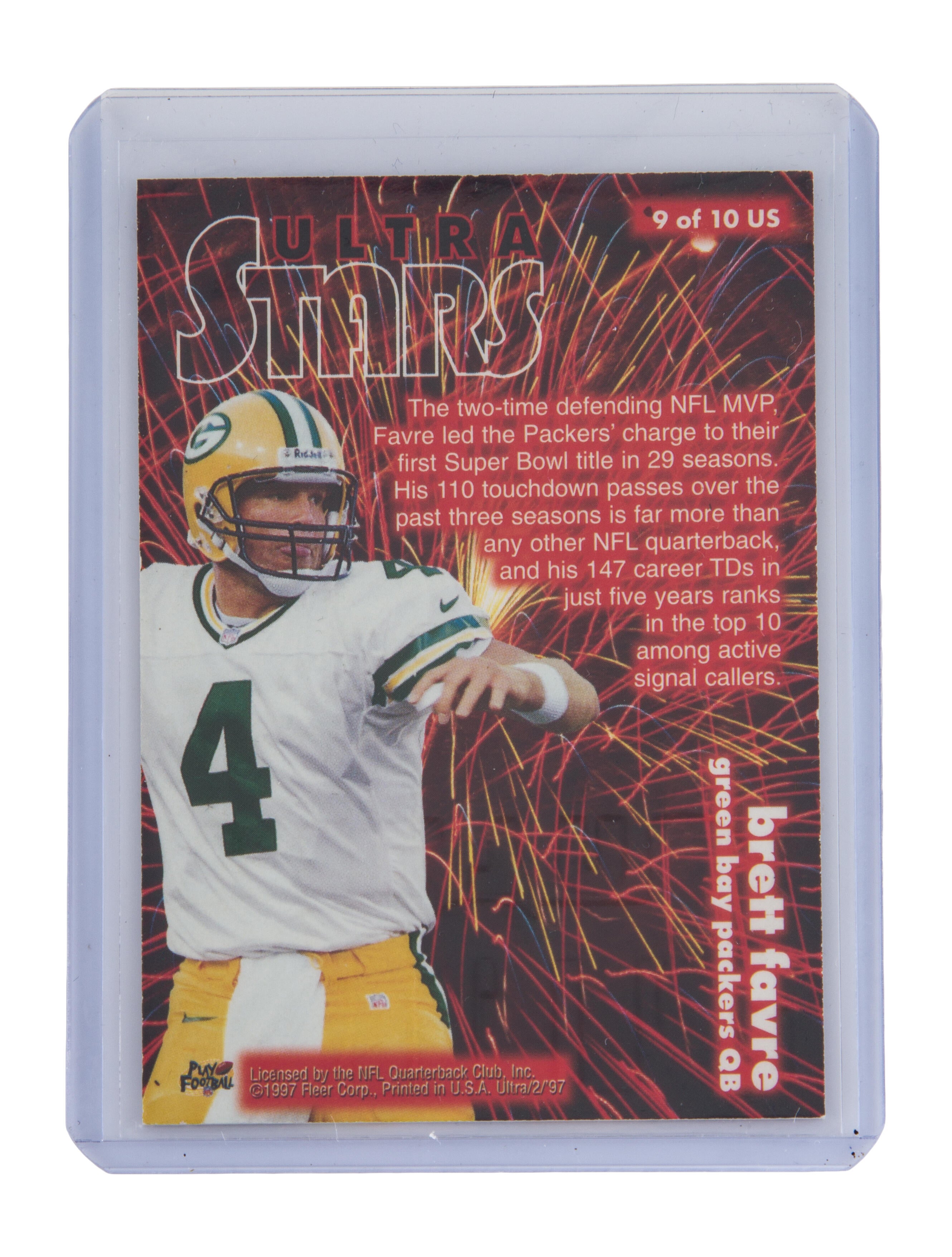 Trading Cards 1997 Fleer Ultra Brett Favre SP Insert 9 Red Trading