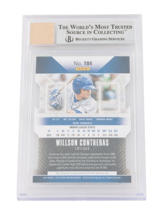 Trading Cards 2015 Elite Extra Edition #184 Willson Contreras Prospect Auto Status Emerald Die Cut 'd/25 Auto BGS 9/10 - POP 1