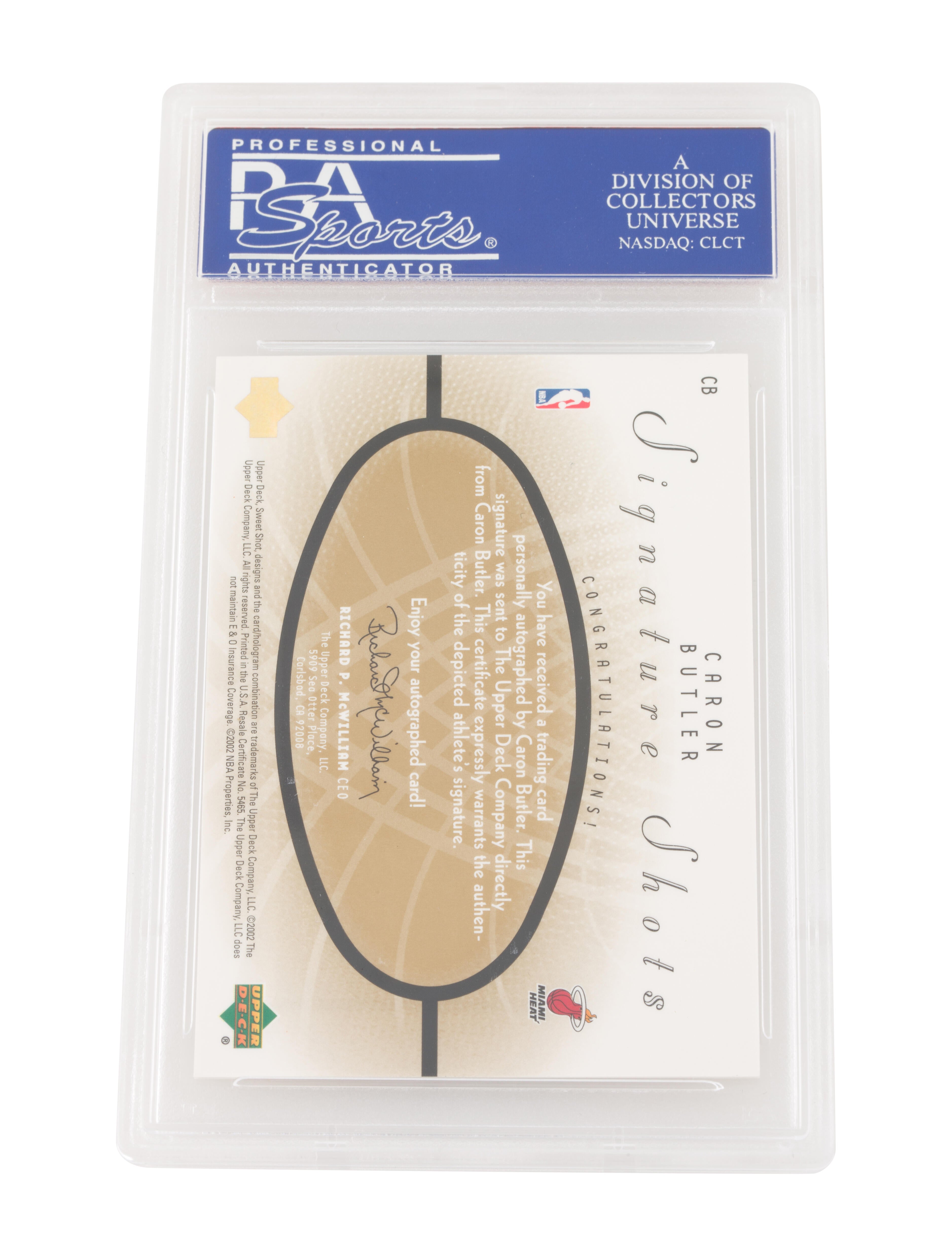 Trading Cards 2002 Upper Deck Sweet Shot Caron Butler Rookie Signature Shots Auto PSA 8 #CB - POP 5