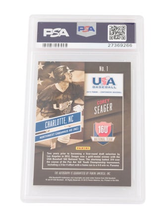 Trading Cards 2015 Panini Contenders Corey Seager USA Baseball Playoff Ticket Auto PSA 9 /15 #1 - POP 2
