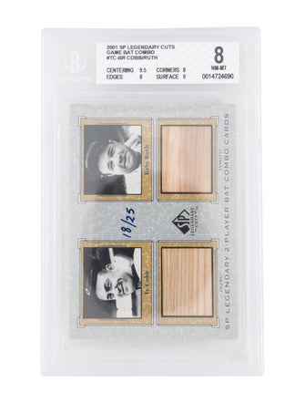 Trading Cards 2001 SP Legendary Cuts Game Used Bat Combo Card Ty Cobb/Babe Ruth BGS 8 /25 #TC-BR - POP 1