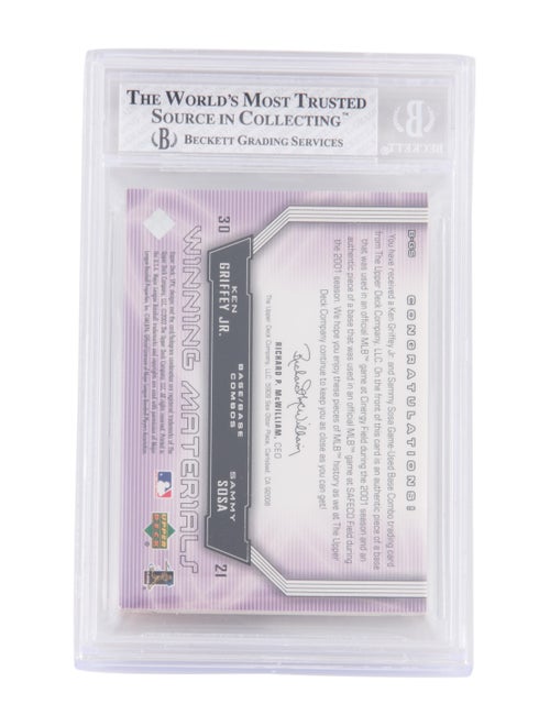 Trading Cards 2002 SPX Winning Materials 2-Player Base Combos Ken Griffey Jr./Sammy Sosa BGS 7.5 #B-GS - POP 1