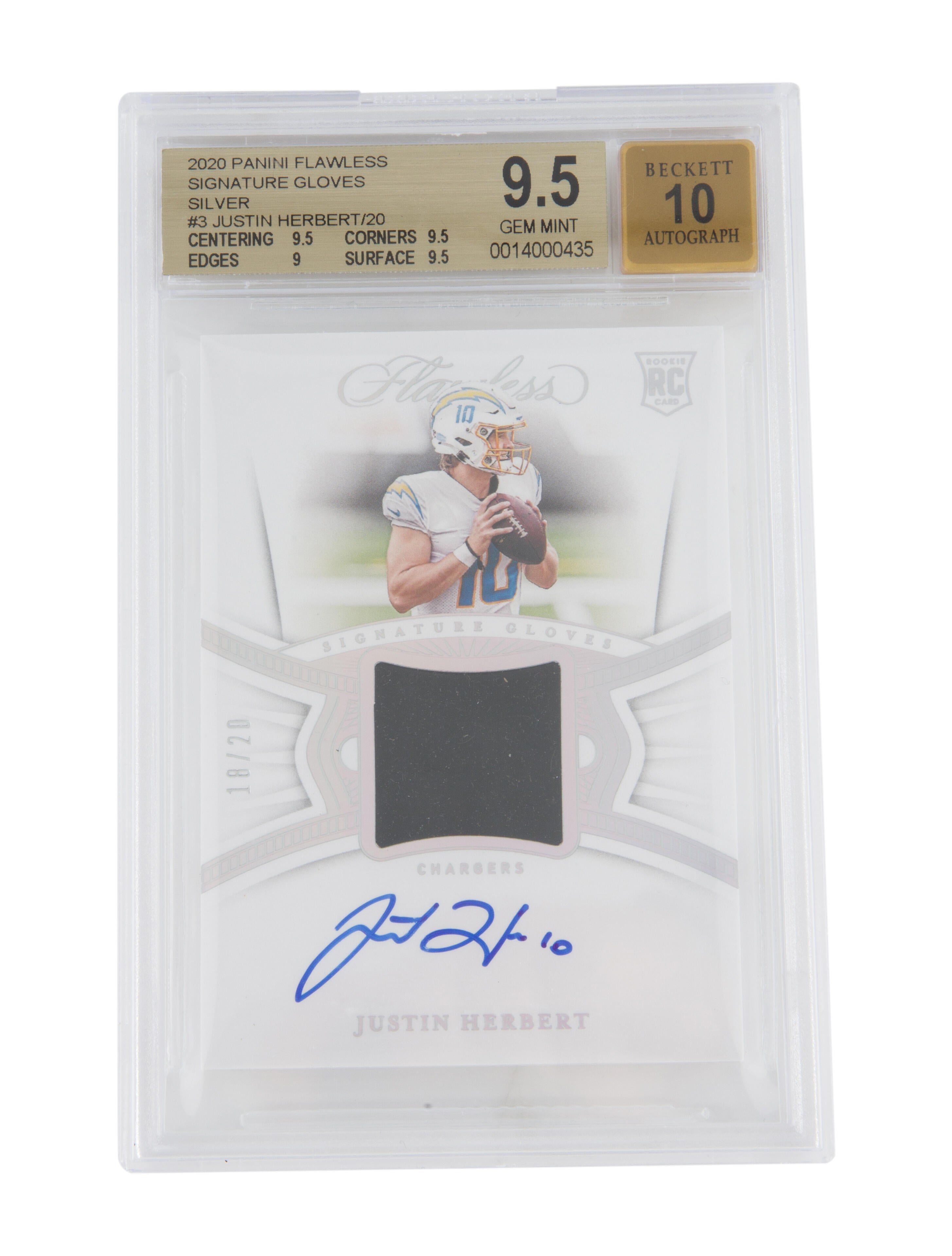 Trading Cards 2020 Panini Flawless Justin Herbert BGS 9.5 Auto 10