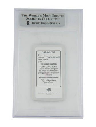 Trading Cards 2011 Upper-Deck Goodwin Champions Tiger Woods BGS 9 Mini Printing Plates 1/1 Yellow #21