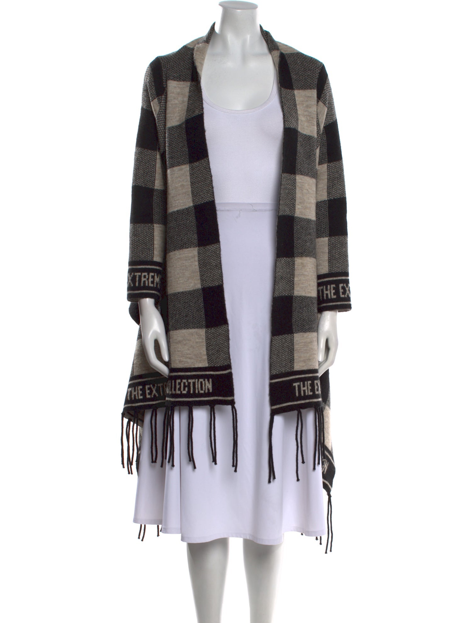 The Extreme Collection Plaid Print Open Front Sweater