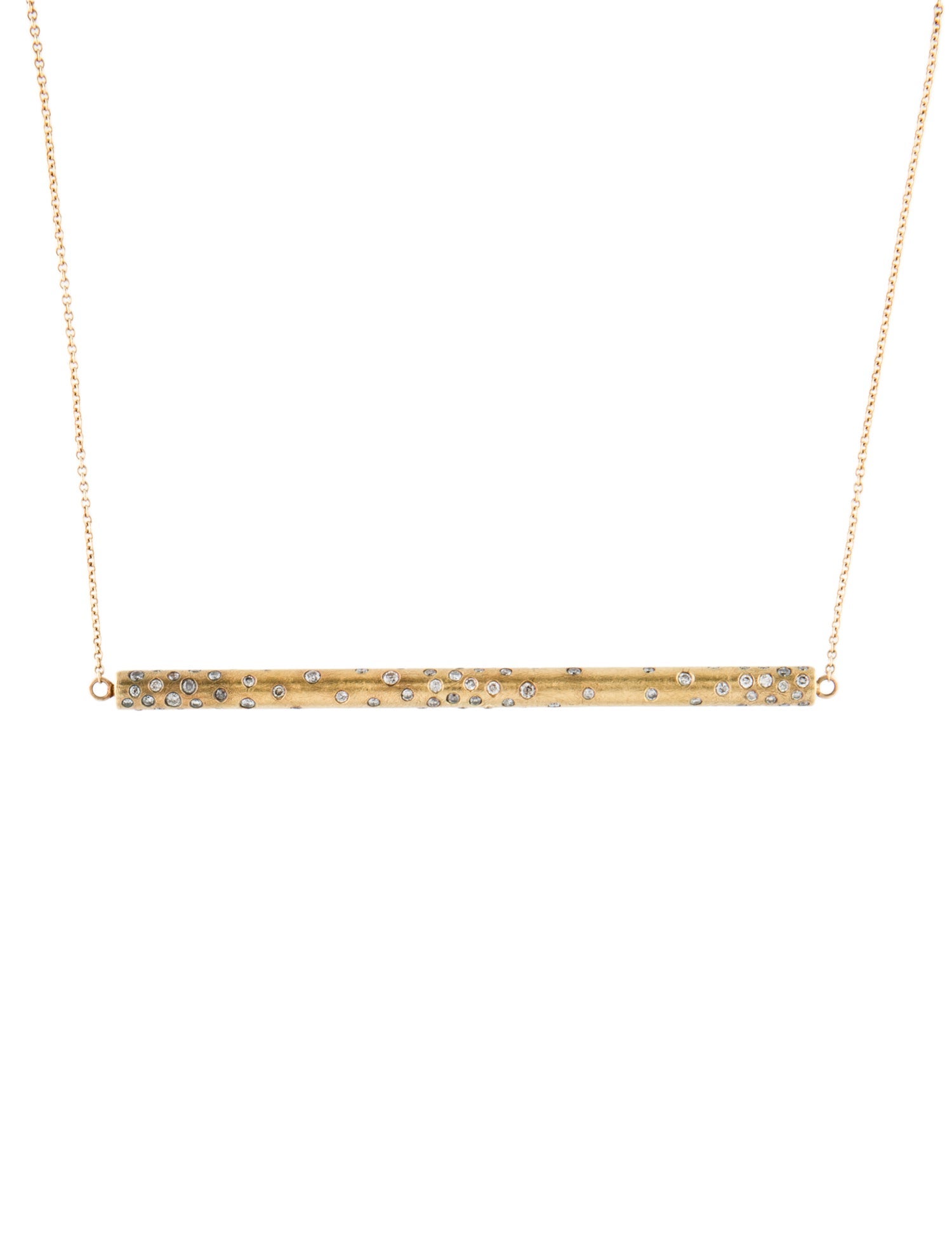 Todd Reed 18K Diamond Gauche Bar Pendant Necklace
