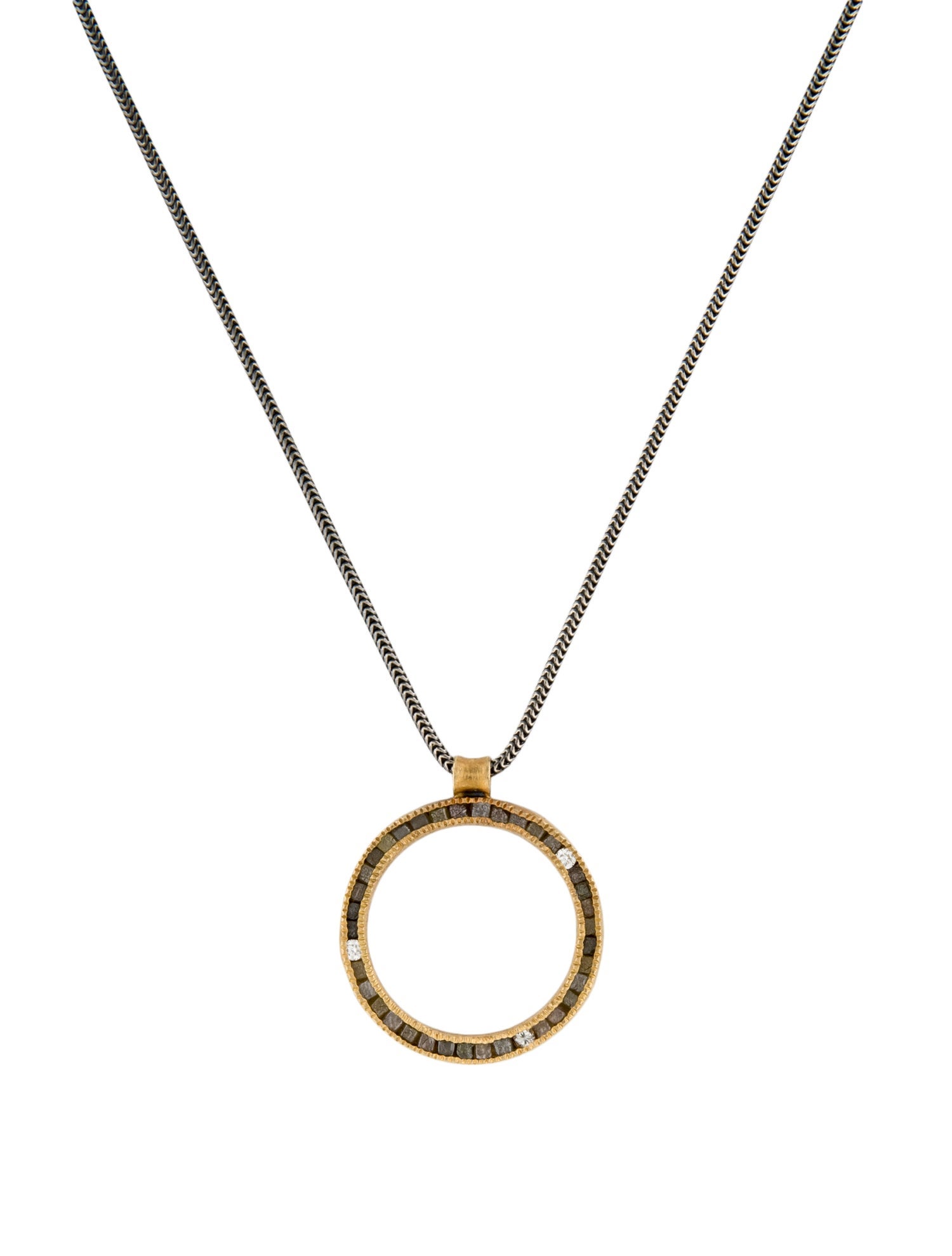 Todd Reed Diamond Cube Circle Pendant Necklace