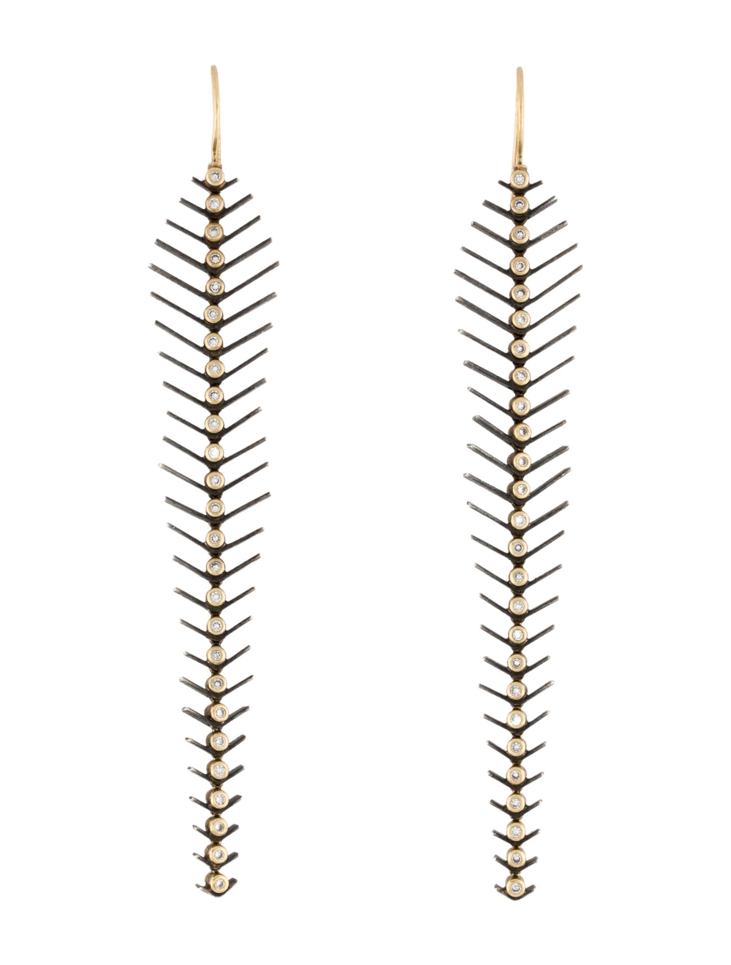 Todd Reed Diamond Feather Drop Earrings