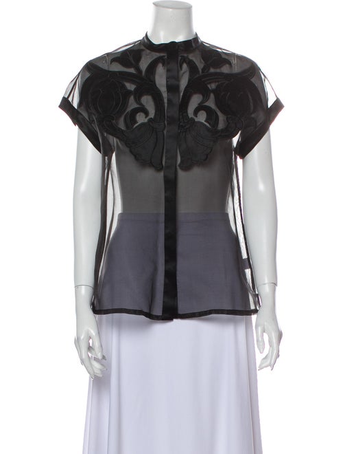 Temperley London Silk Lace Pattern Blouse Black