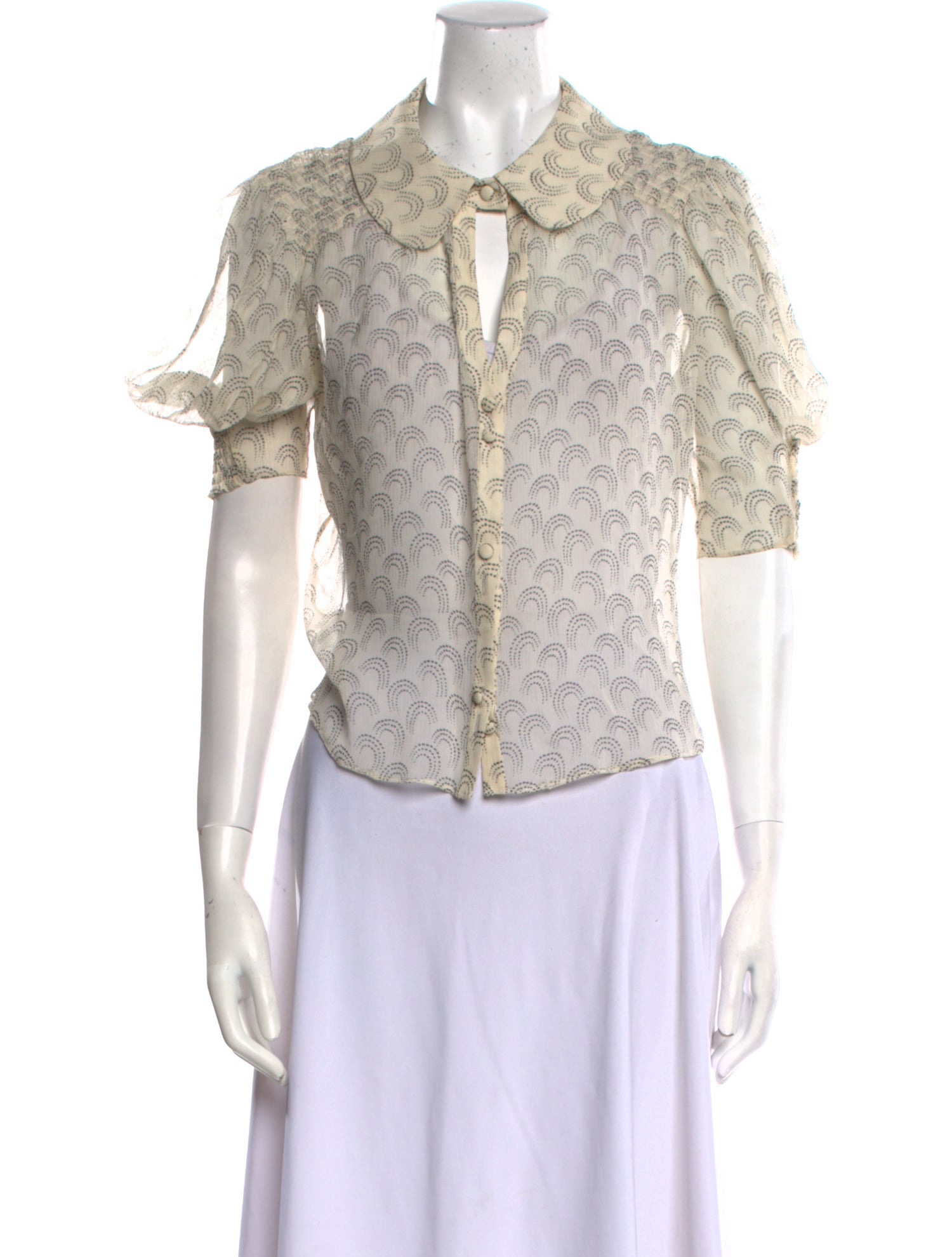 Temperley London Patterned Short Sleeve Button-Up Top