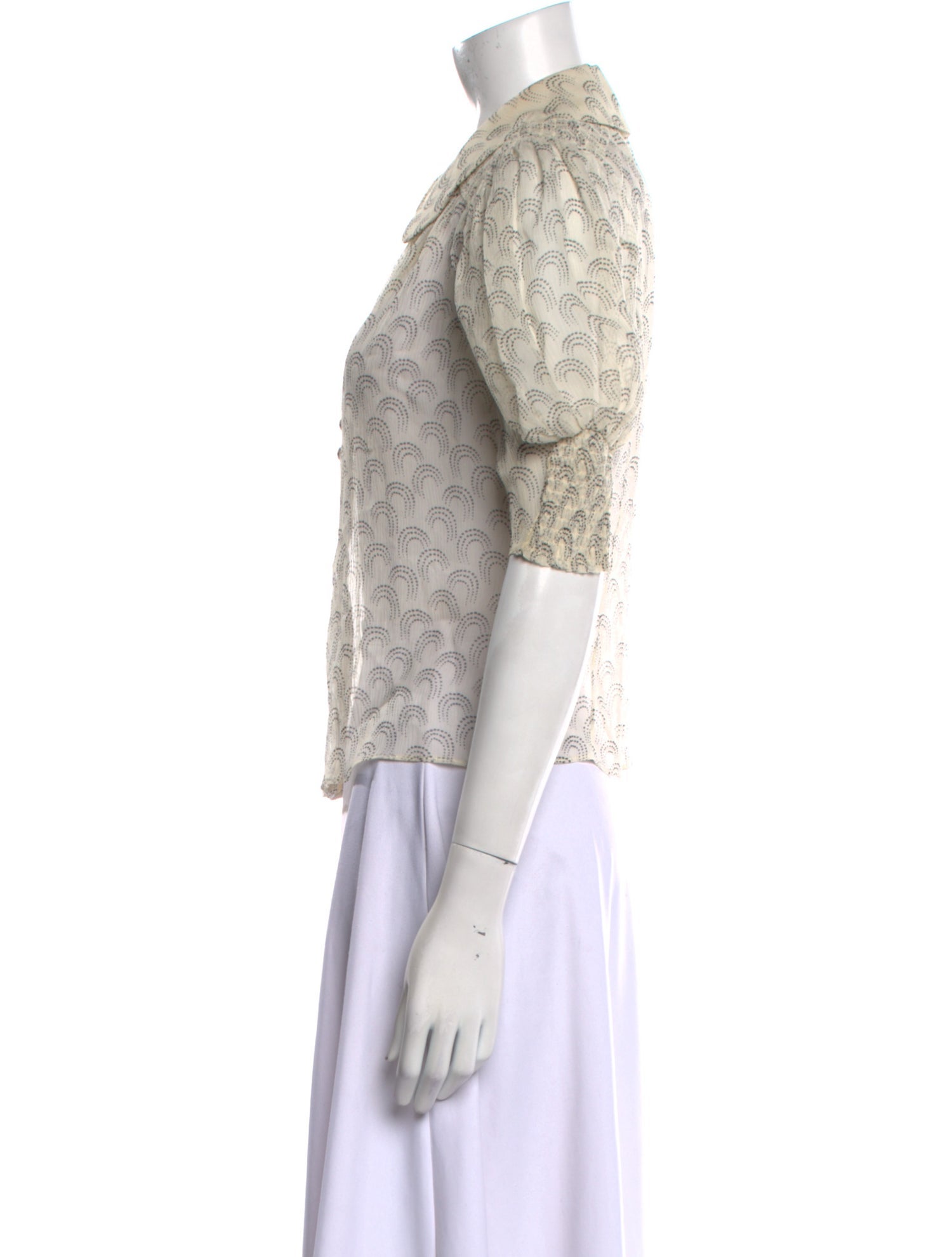 Temperley London Patterned Short Sleeve Button-Up Top