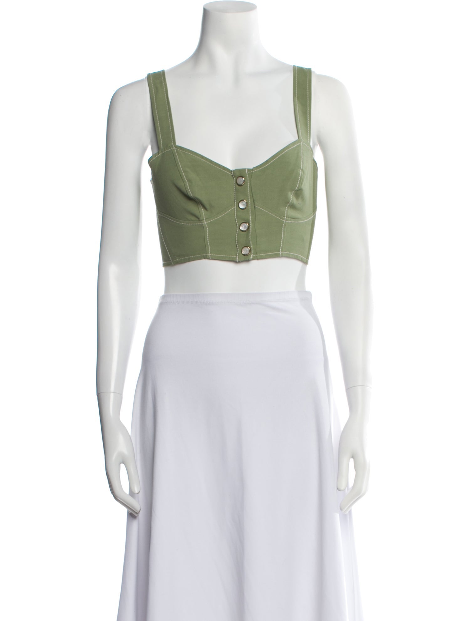Temperley London Square Neckline Sleeveless Crop Top