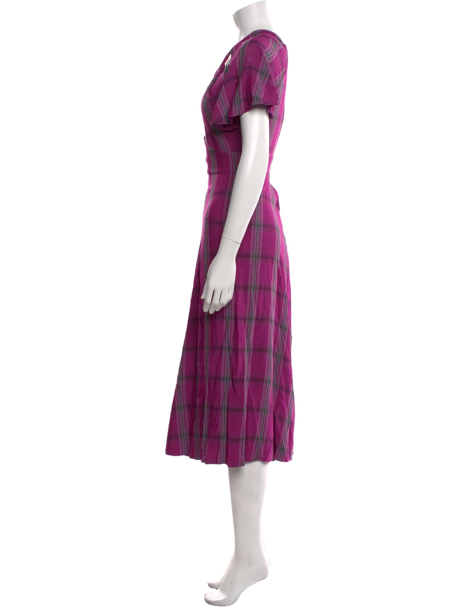 Temperley London Plaid Print Midi Length Dress