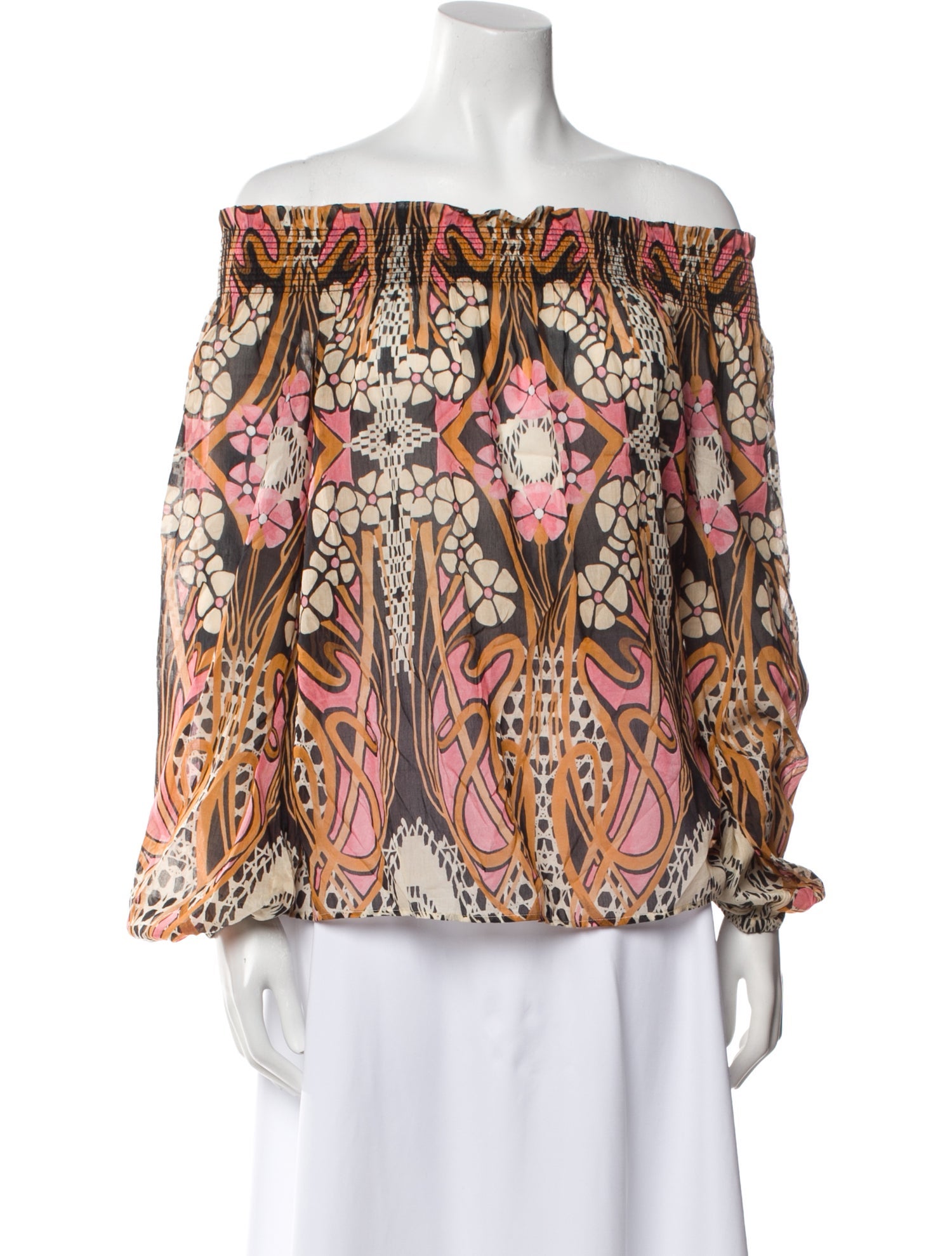 Temperley London Printed Off-The-Shoulder Blouse