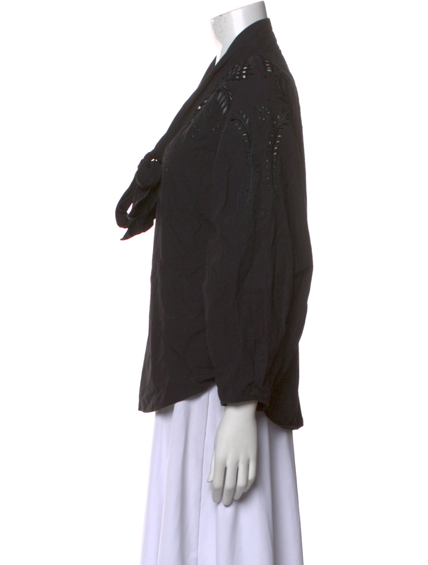 Temperley London V-Neck Three-Quarter Sleeve Blouse