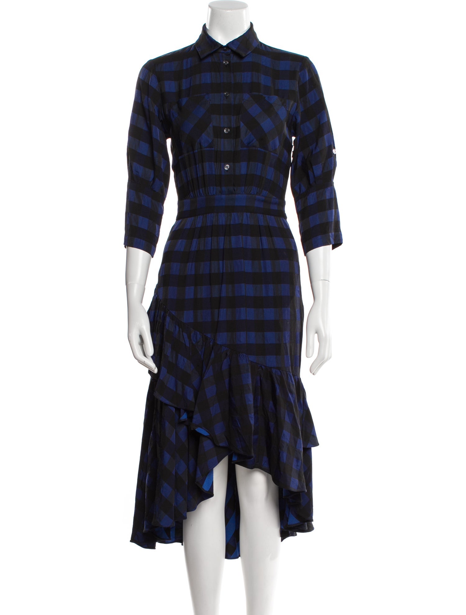 Temperley London Plaid Print Long Dress
