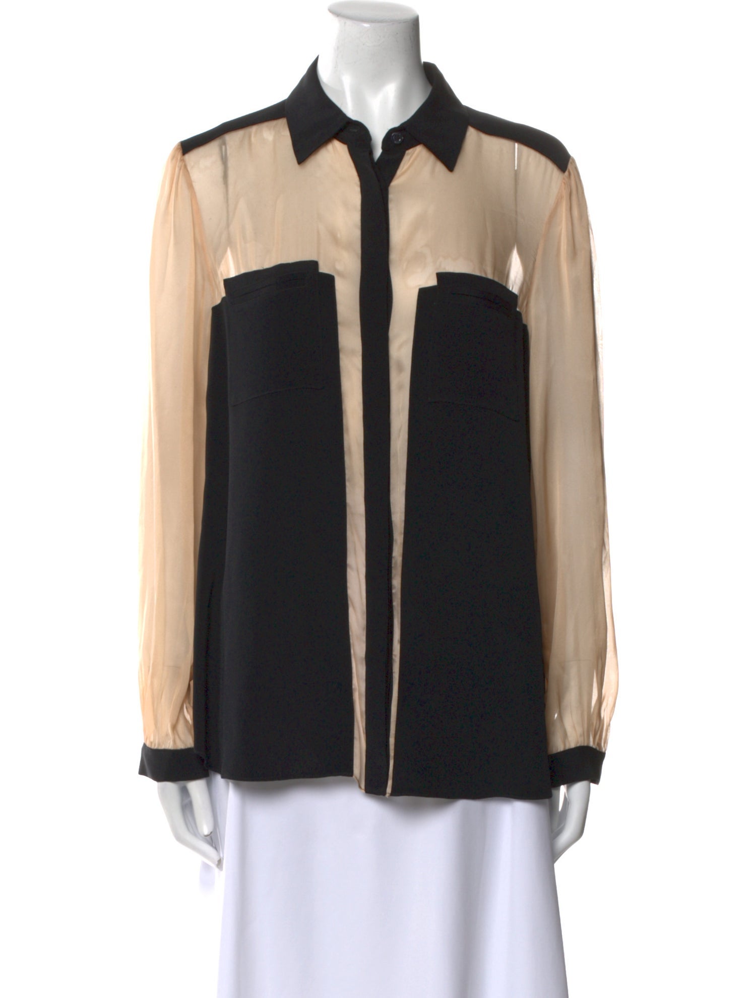 Temperley London Silk Colorblock Pattern Button-Up Top