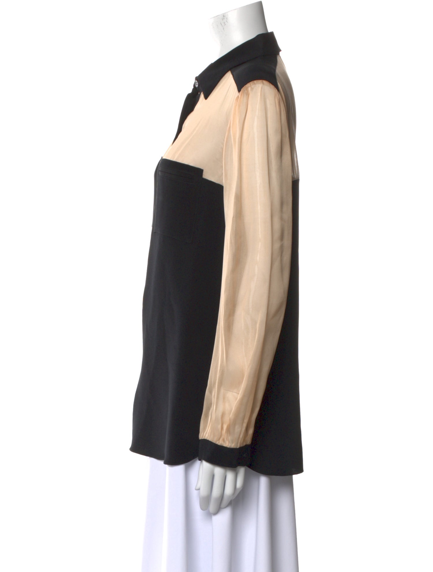 Temperley London Silk Colorblock Pattern Button-Up Top