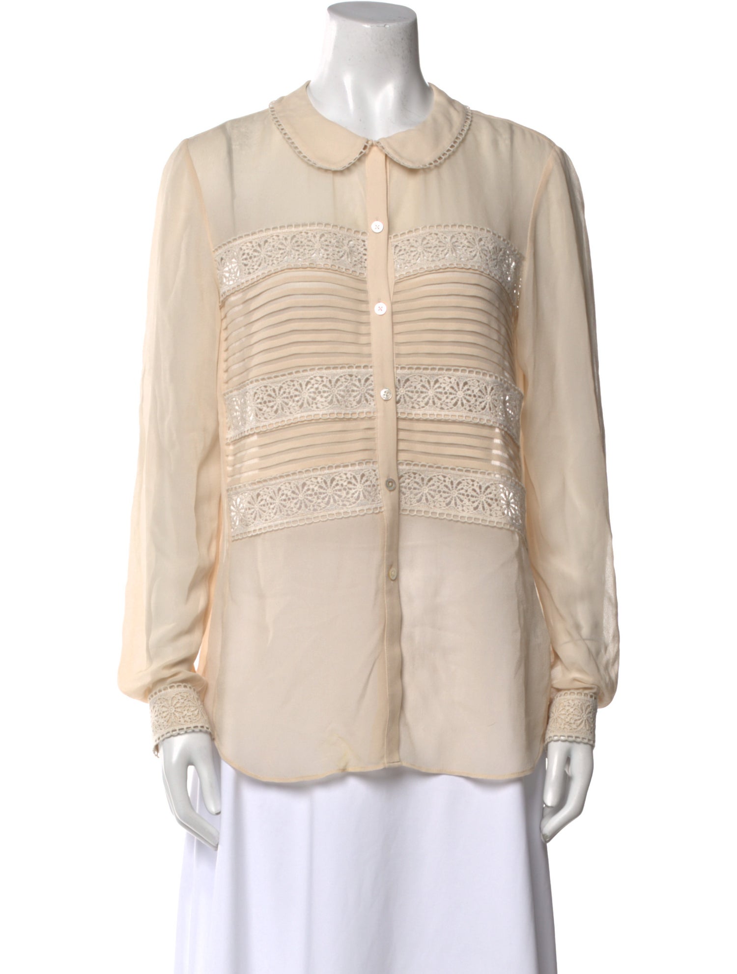 Temperley London Silk Crew Neck Button-Up Top