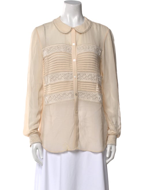 Temperley London Silk Crew Neck Button-Up Top