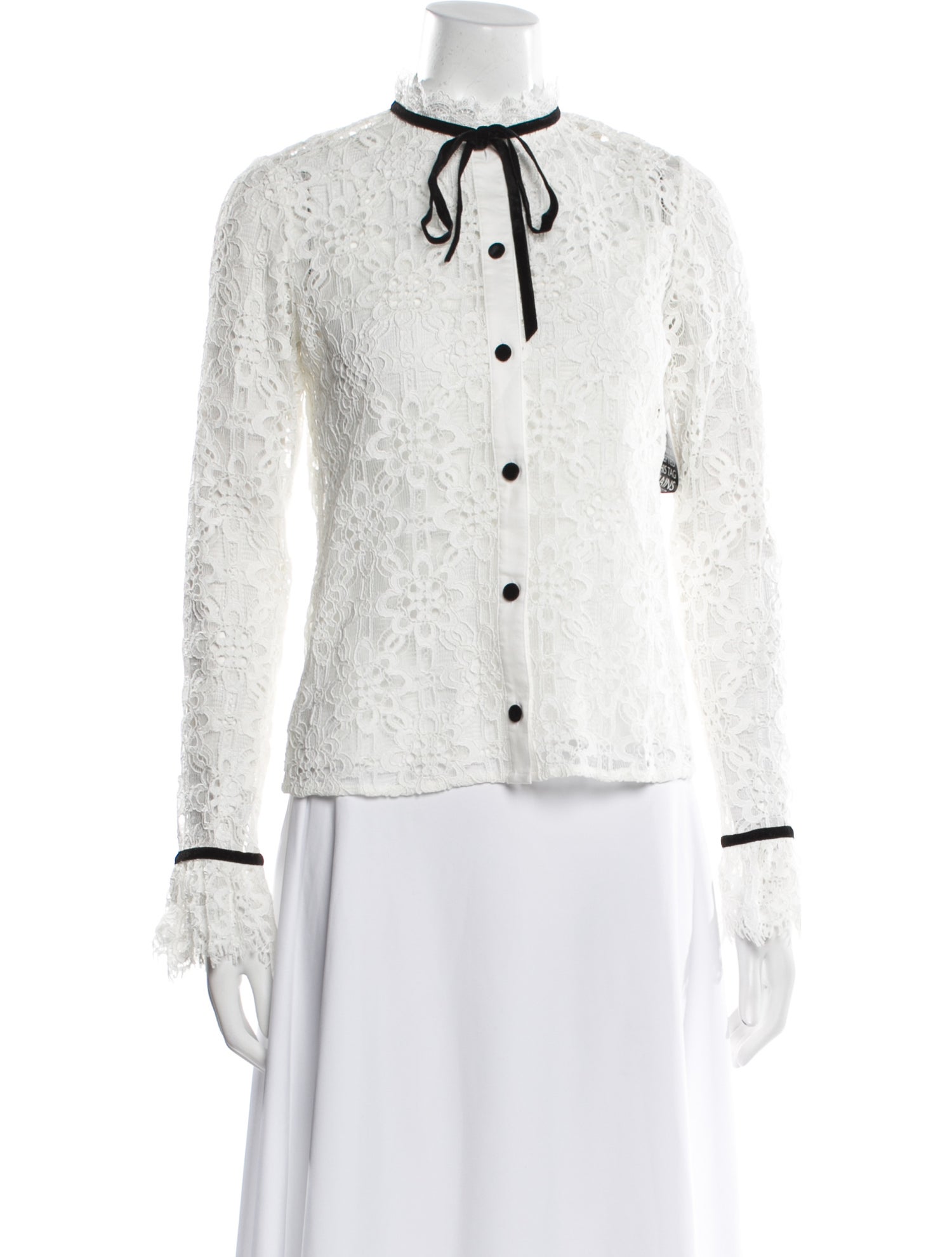 Temperley London Printed Mock Neck Button-Up Top