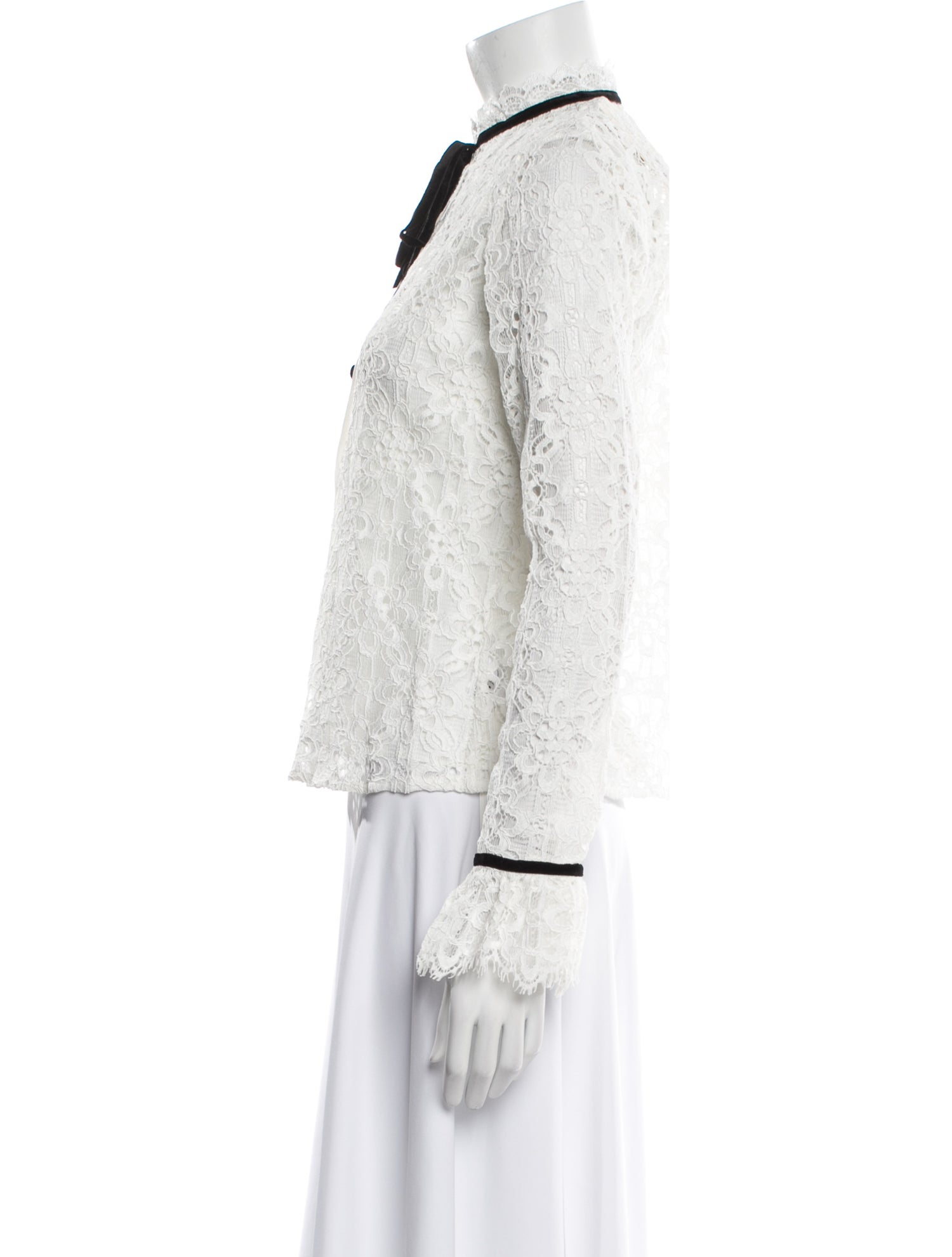 Temperley London Printed Mock Neck Button-Up Top