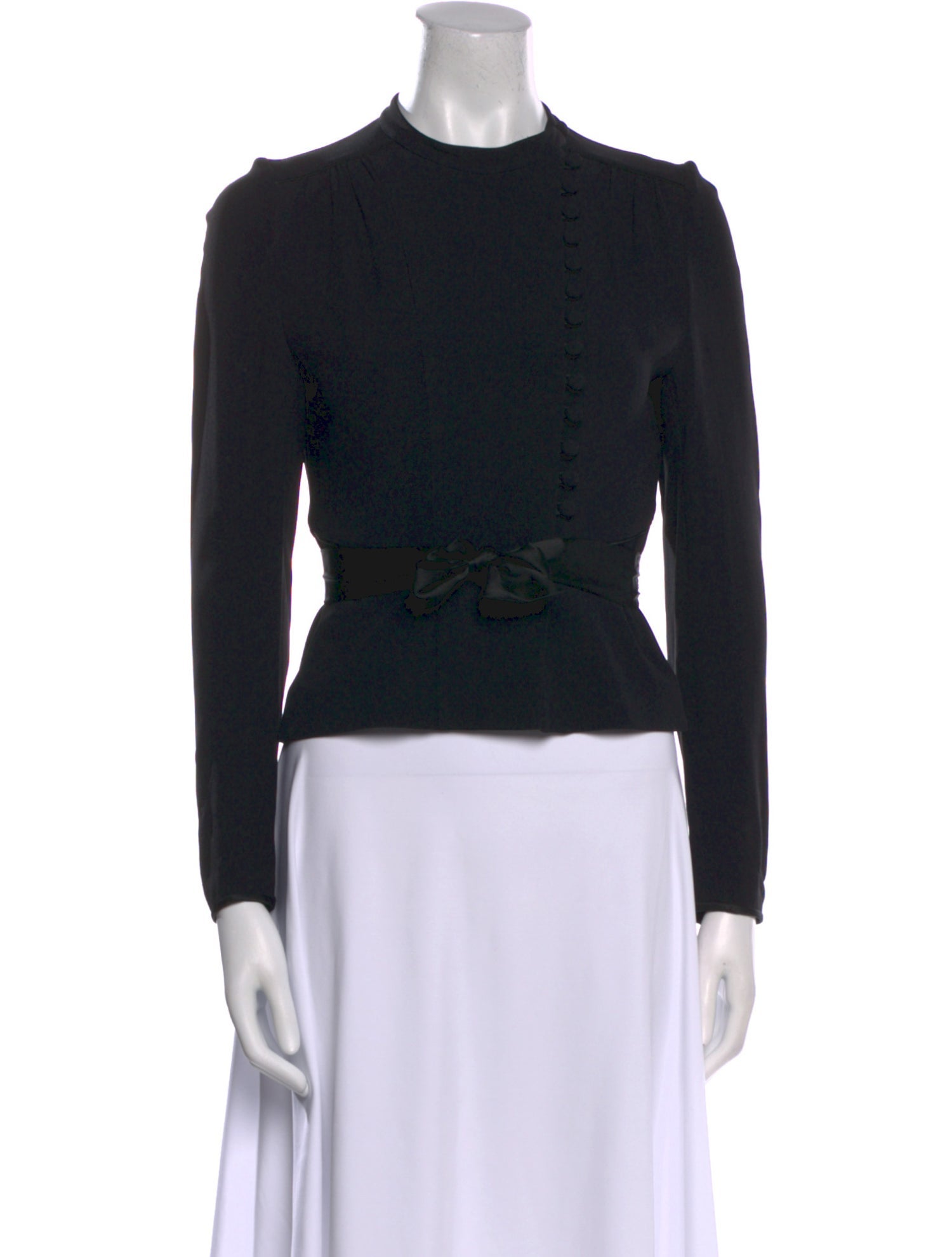 Temperley London Crew Neck Long Sleeve Crop Top